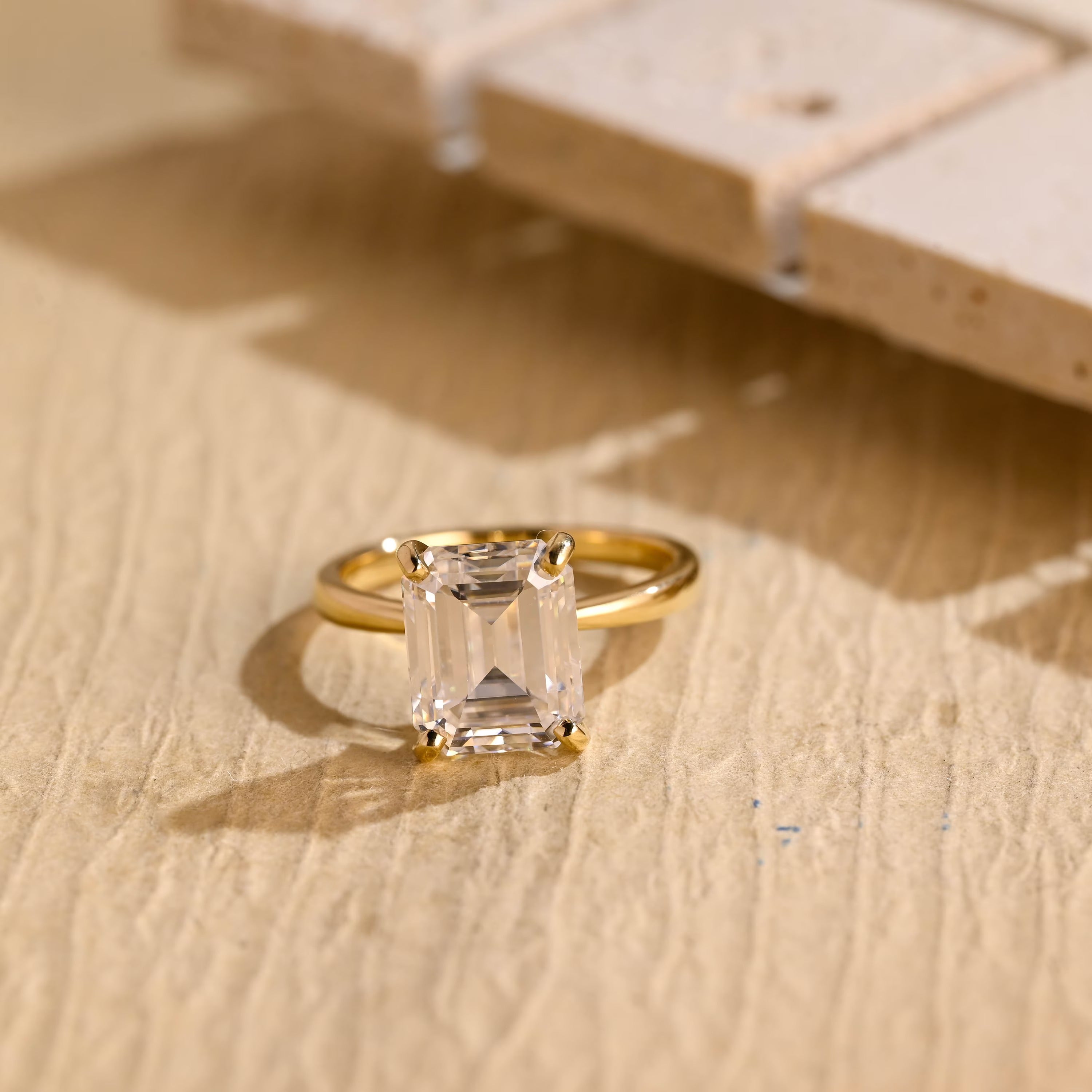 Emerald Cut Moissanite Ring