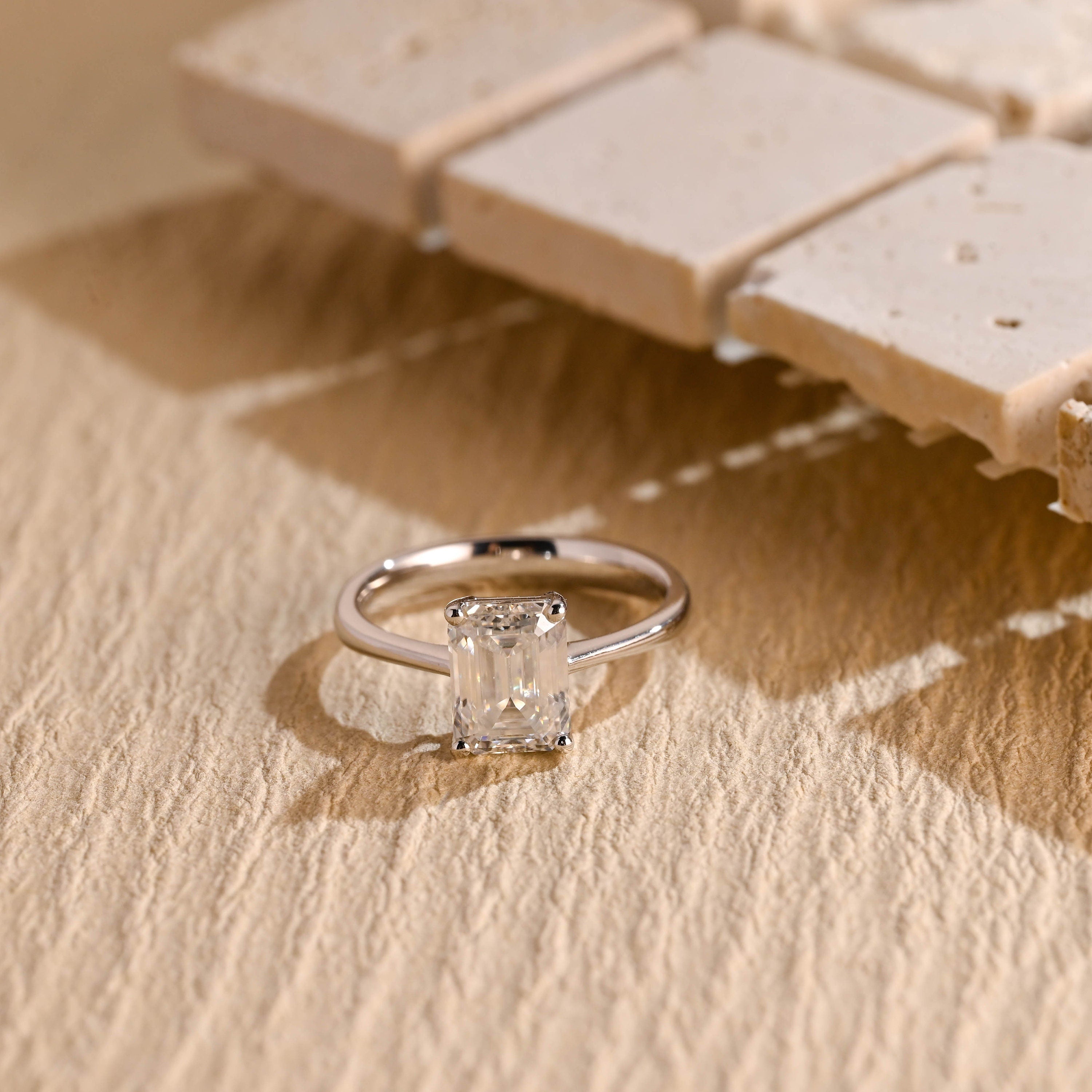 Emerald Cut Moissanite Ring