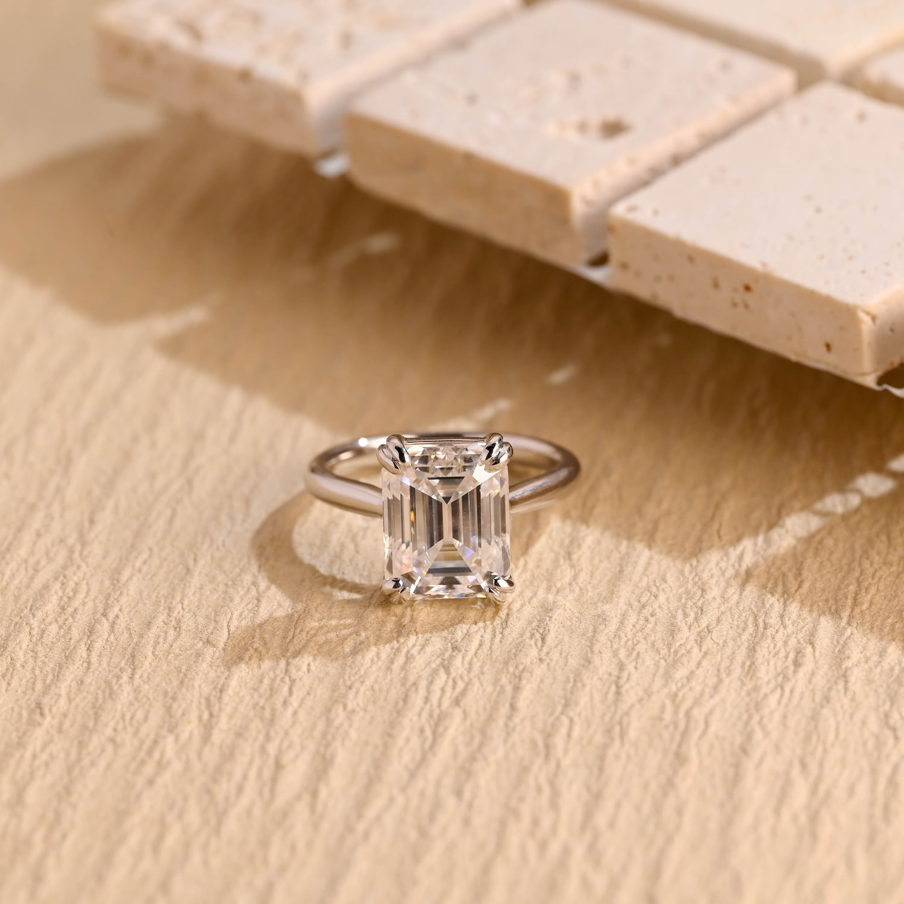 Emerald Cut Solitaire Moissanite Ring
