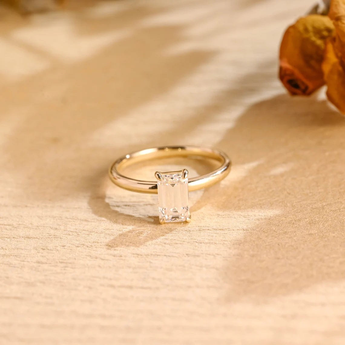 Emerald Cut Moissanite Ring