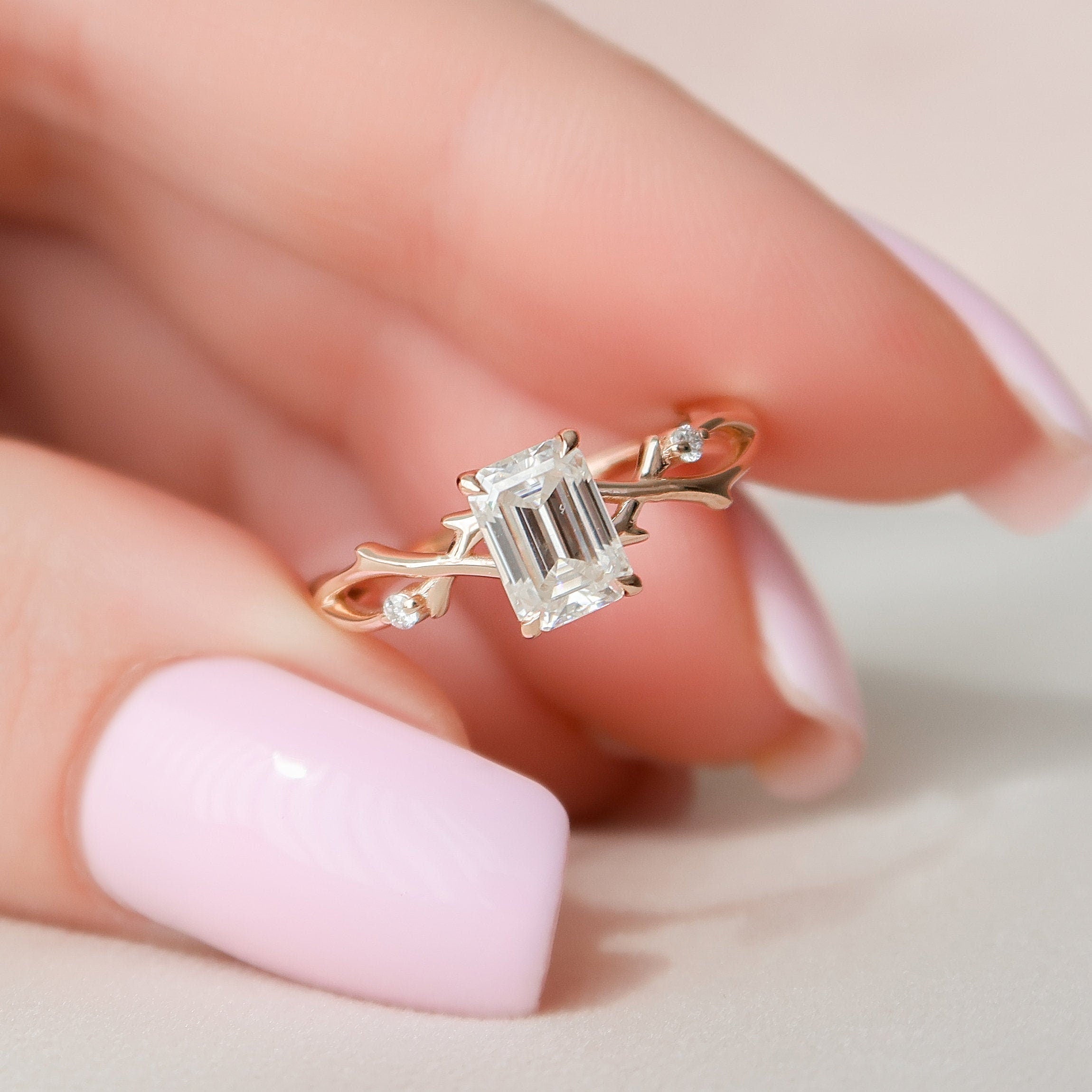 Emerald Cut Moissanite Ring