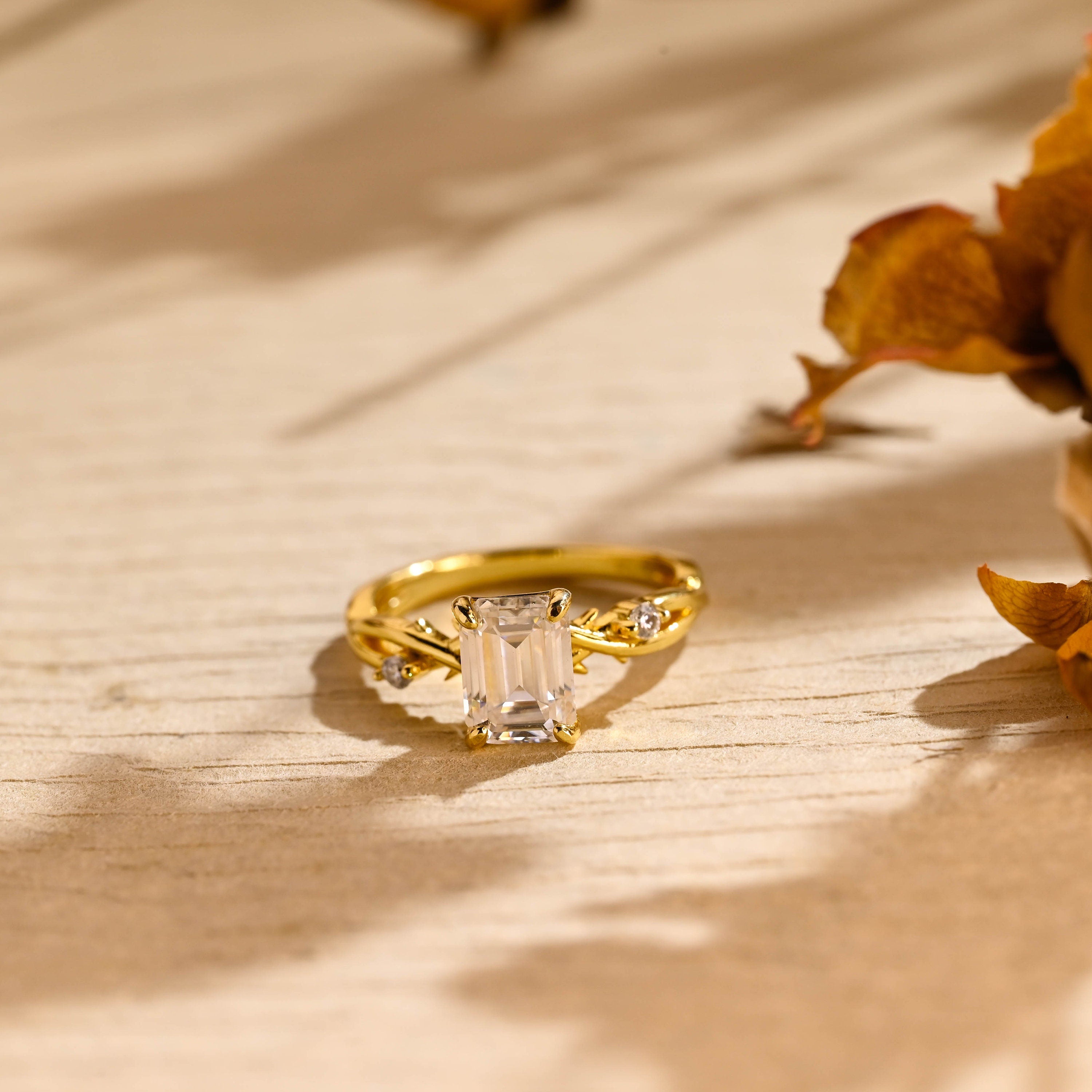 Twig Style Moissanite Engagement Ring