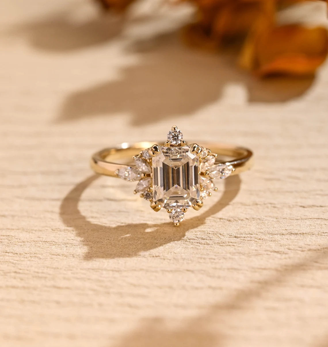 Emerald Cut Moissanite Ring