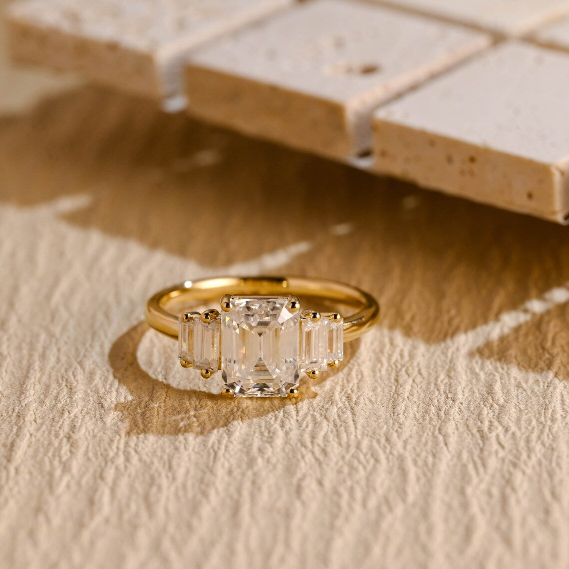 Emerald Cut Moissanite Ring