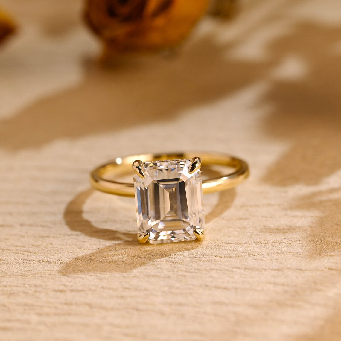 Emerald Cut Moissanite Ring