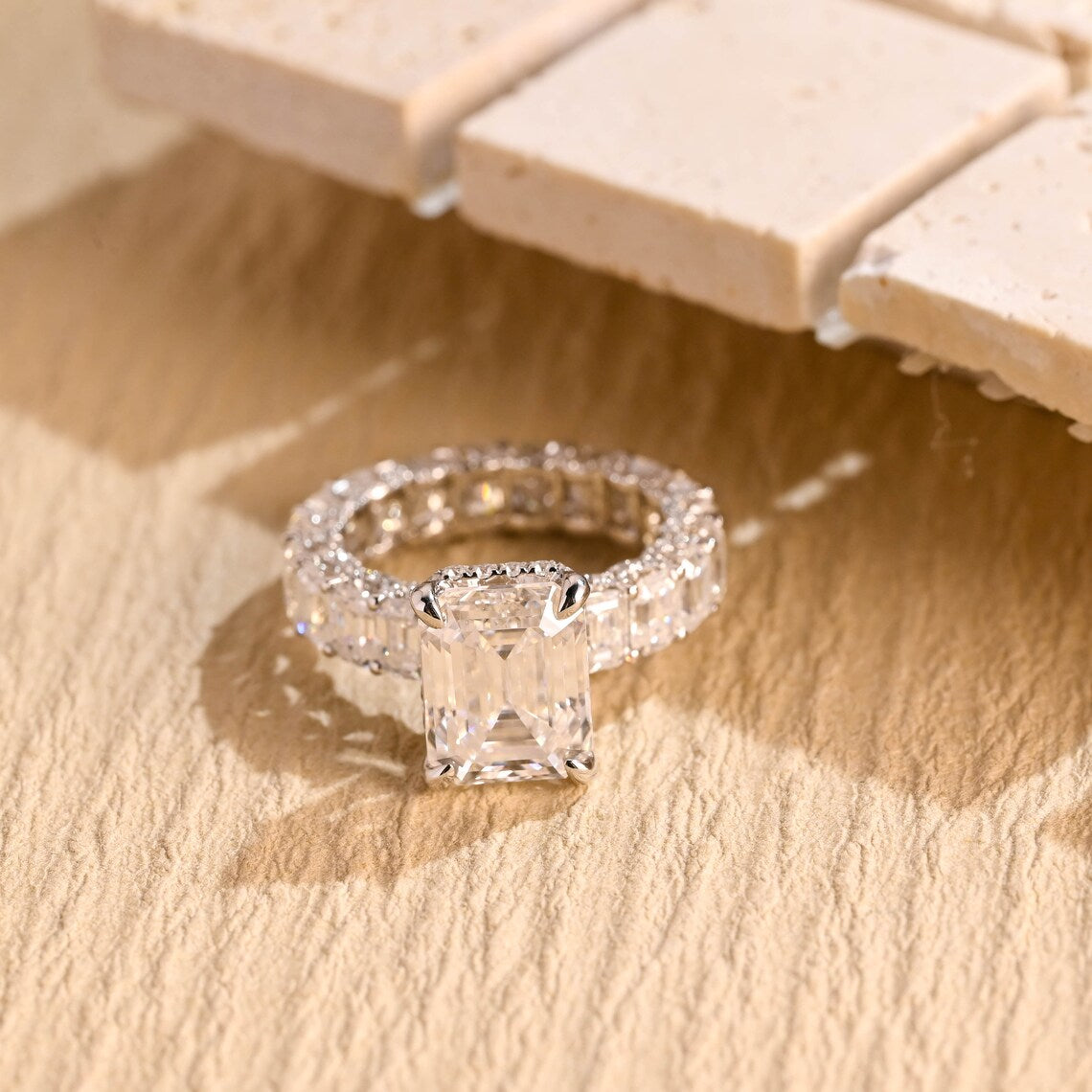 Emerald Cut Moissanite Ring