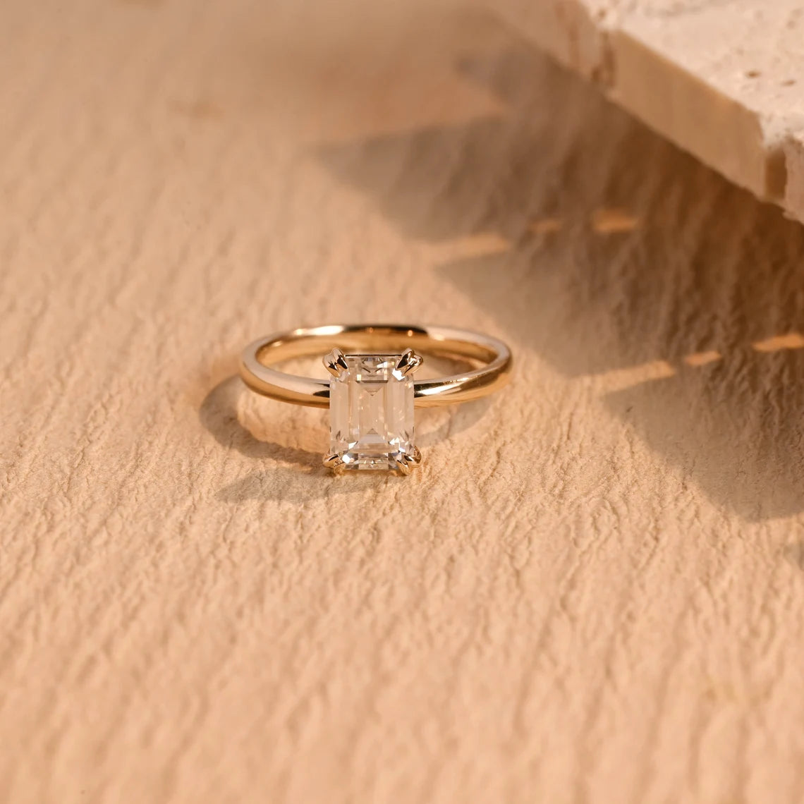 Emerald Cut Moissanite Ring
