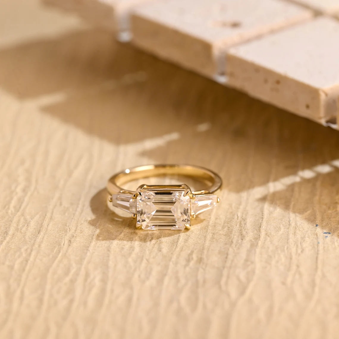 Emerald Cut Moissanite Ring