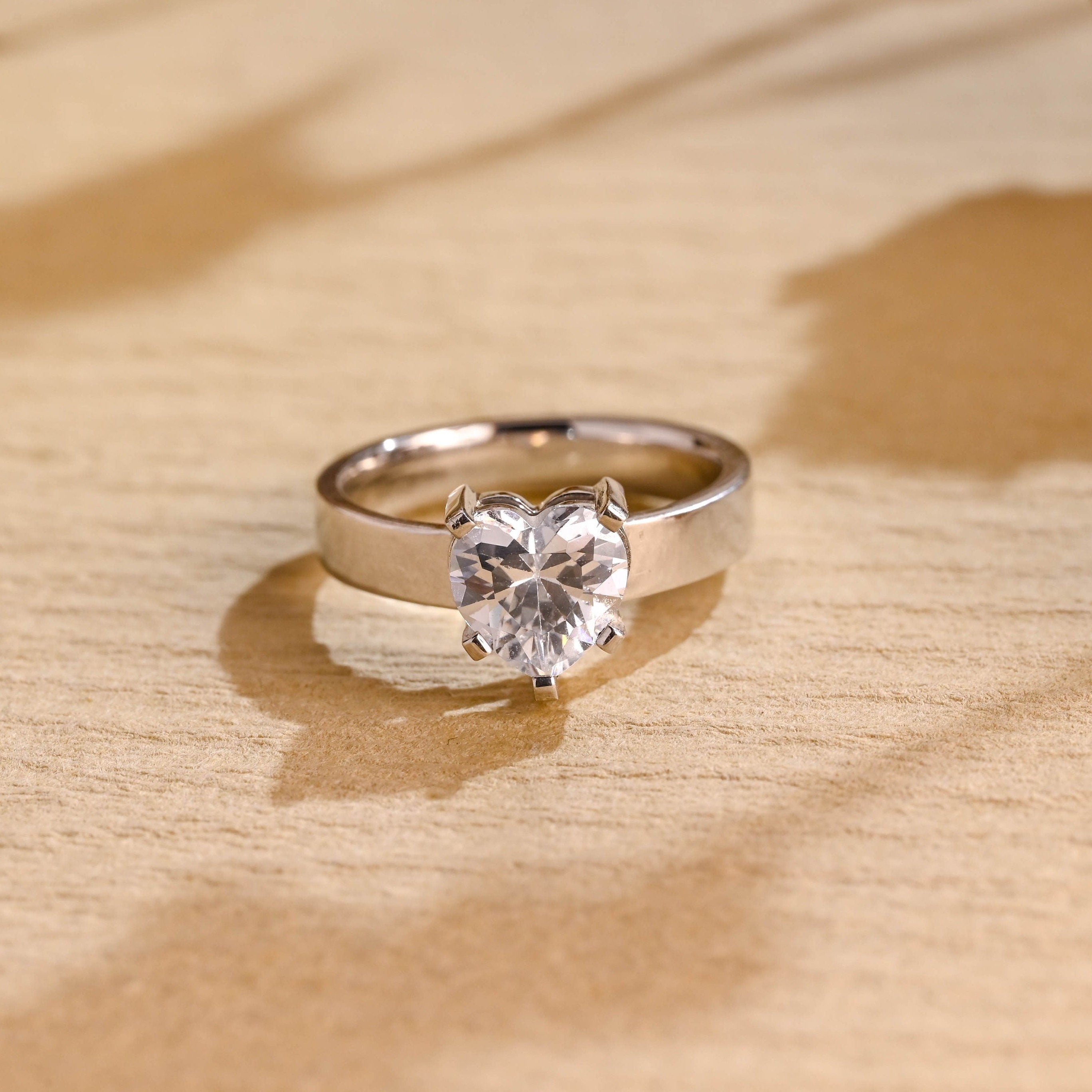 1 Carat Heart Cut Moissanite Ring