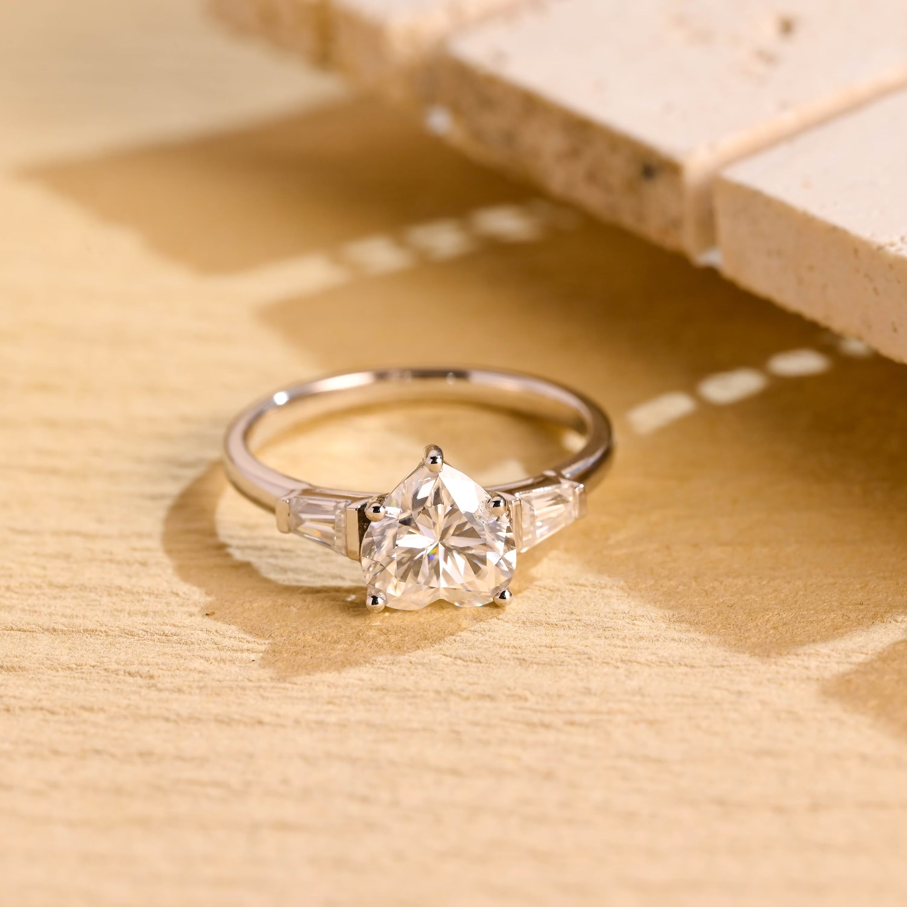 1 Carat Heart Cut Moissanite Ring