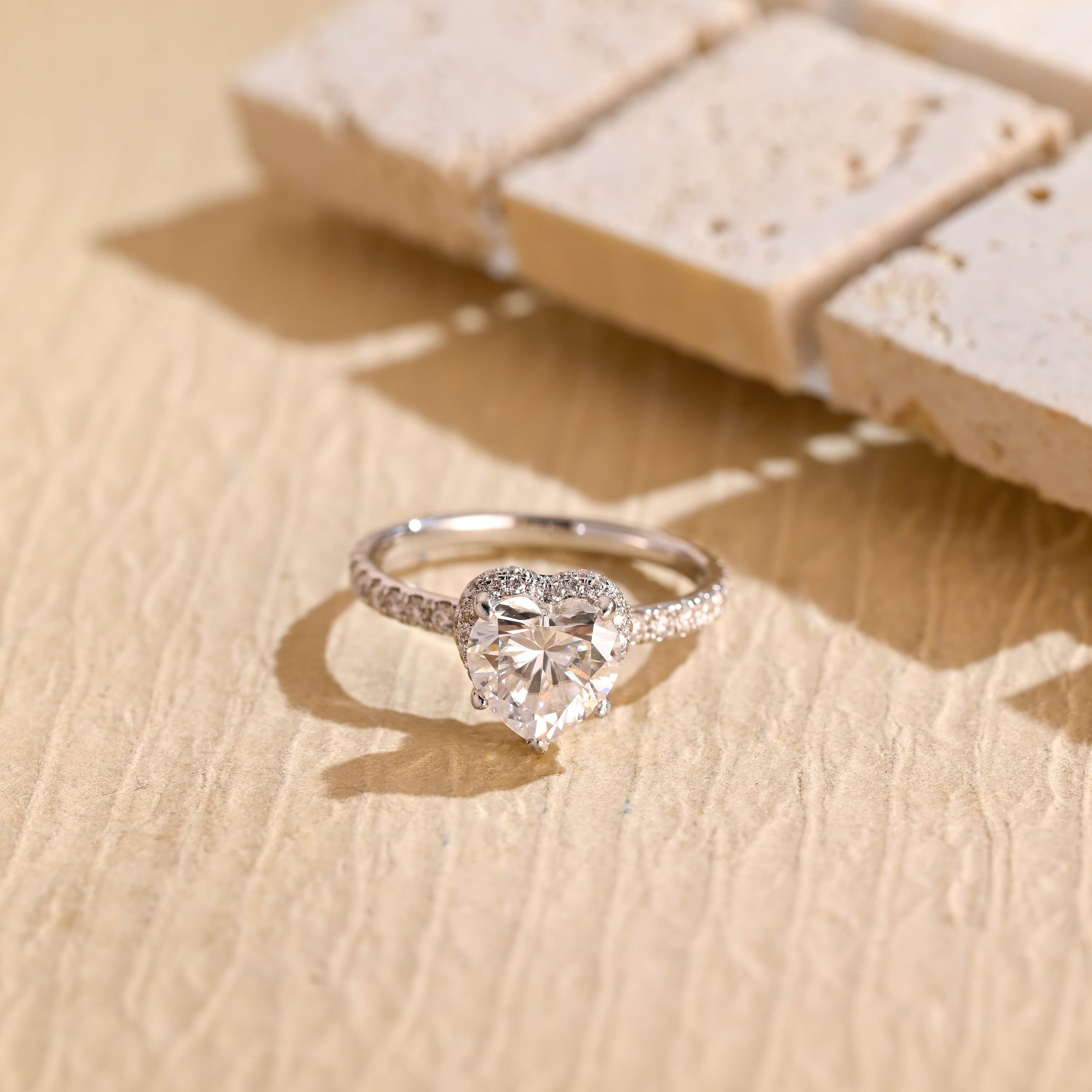 1 Carat Heart Shaped Moissanite Ring
