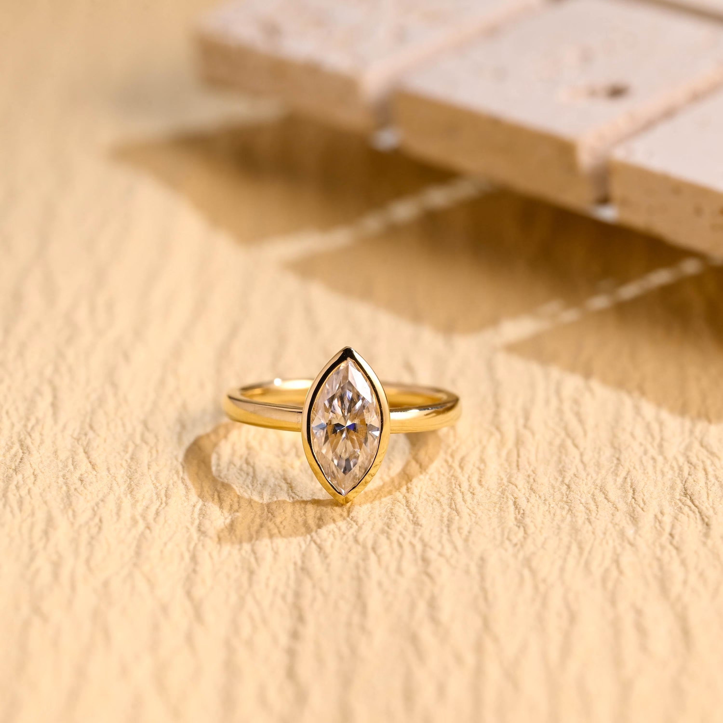 1 Carat Marquise Cut Moissanite Ring