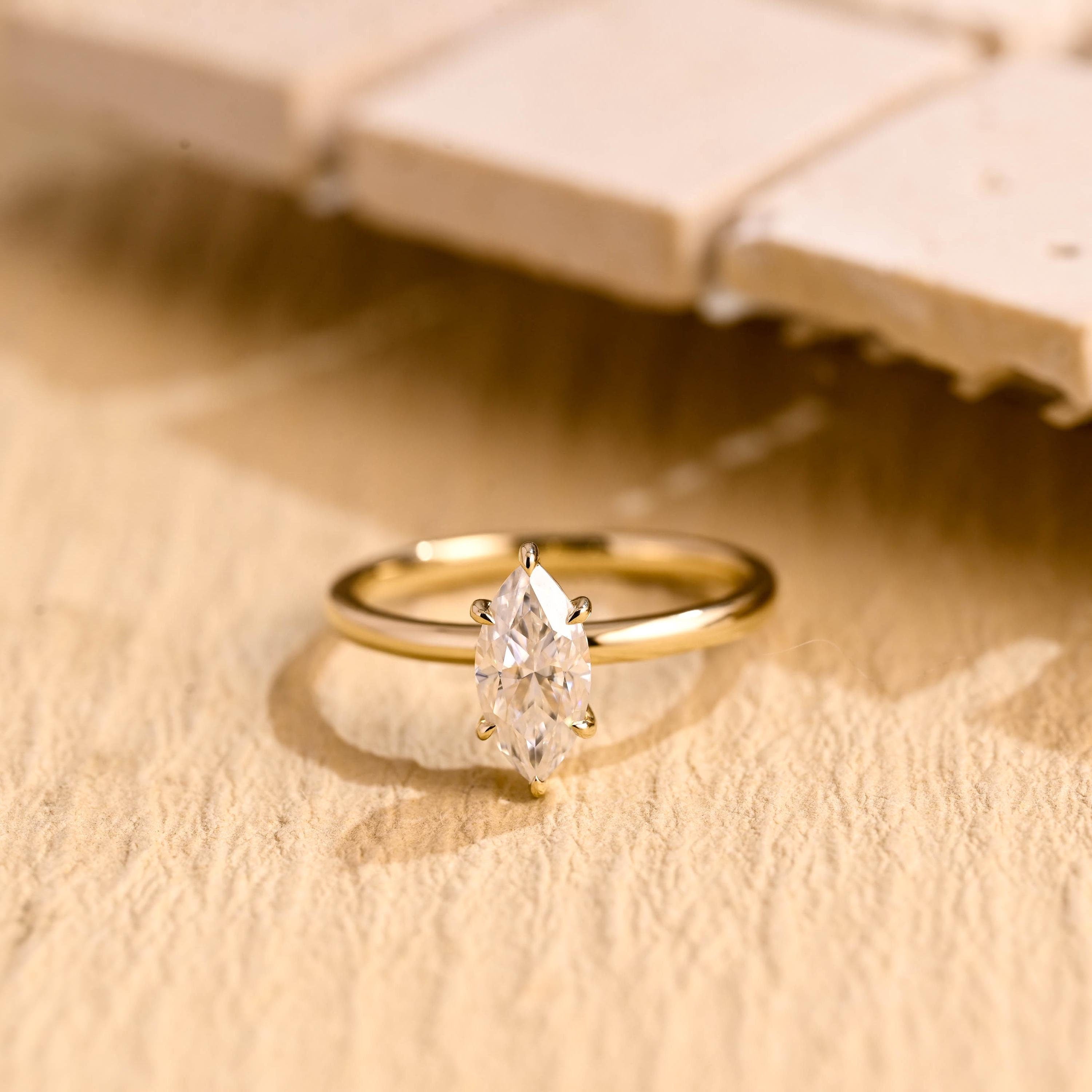 1 Carat Marquise Moissanite Ring
