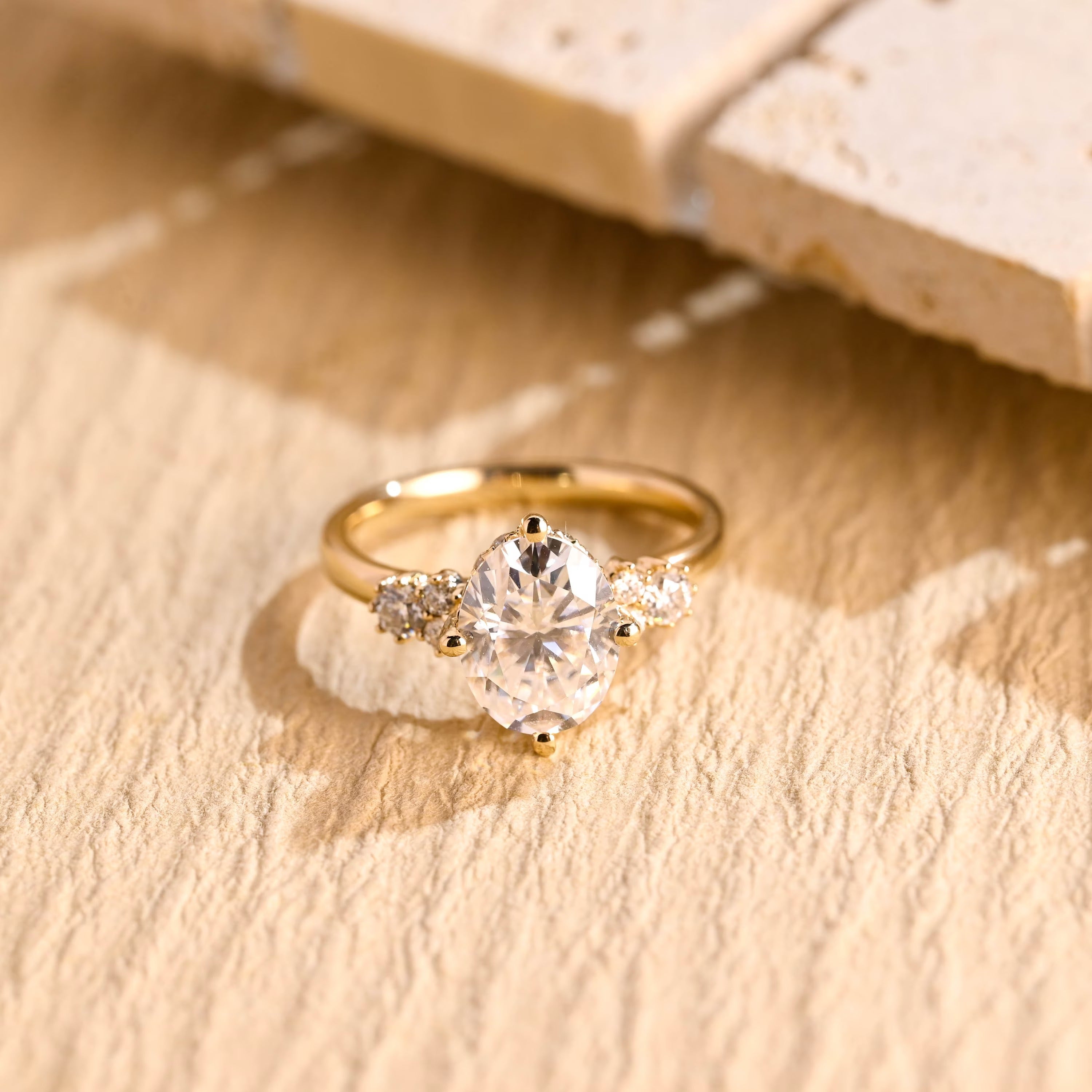 Hidden Halo Diamond Moissanite Ring