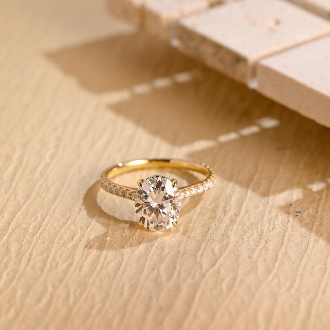 Oval Hidden Halo Moissanite Ring