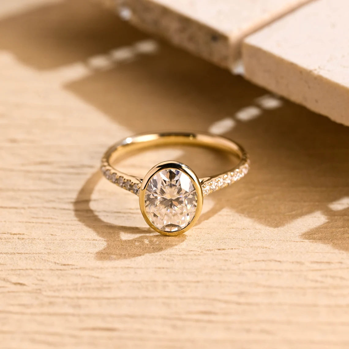 Oval Bezel Moissanite Ring