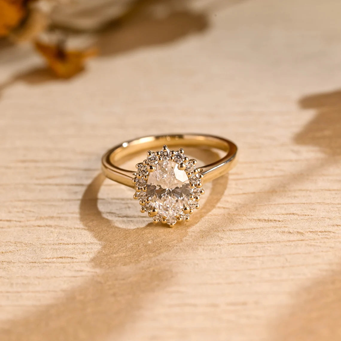 Oval Halo Moissanite Ring