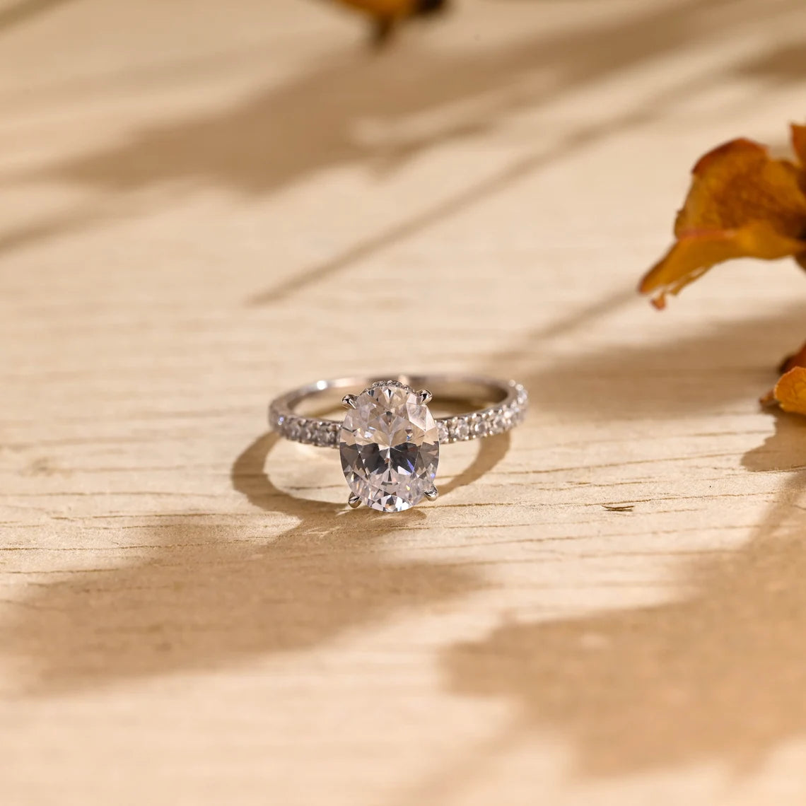 Oval Hidden Halo Moissanite Ring