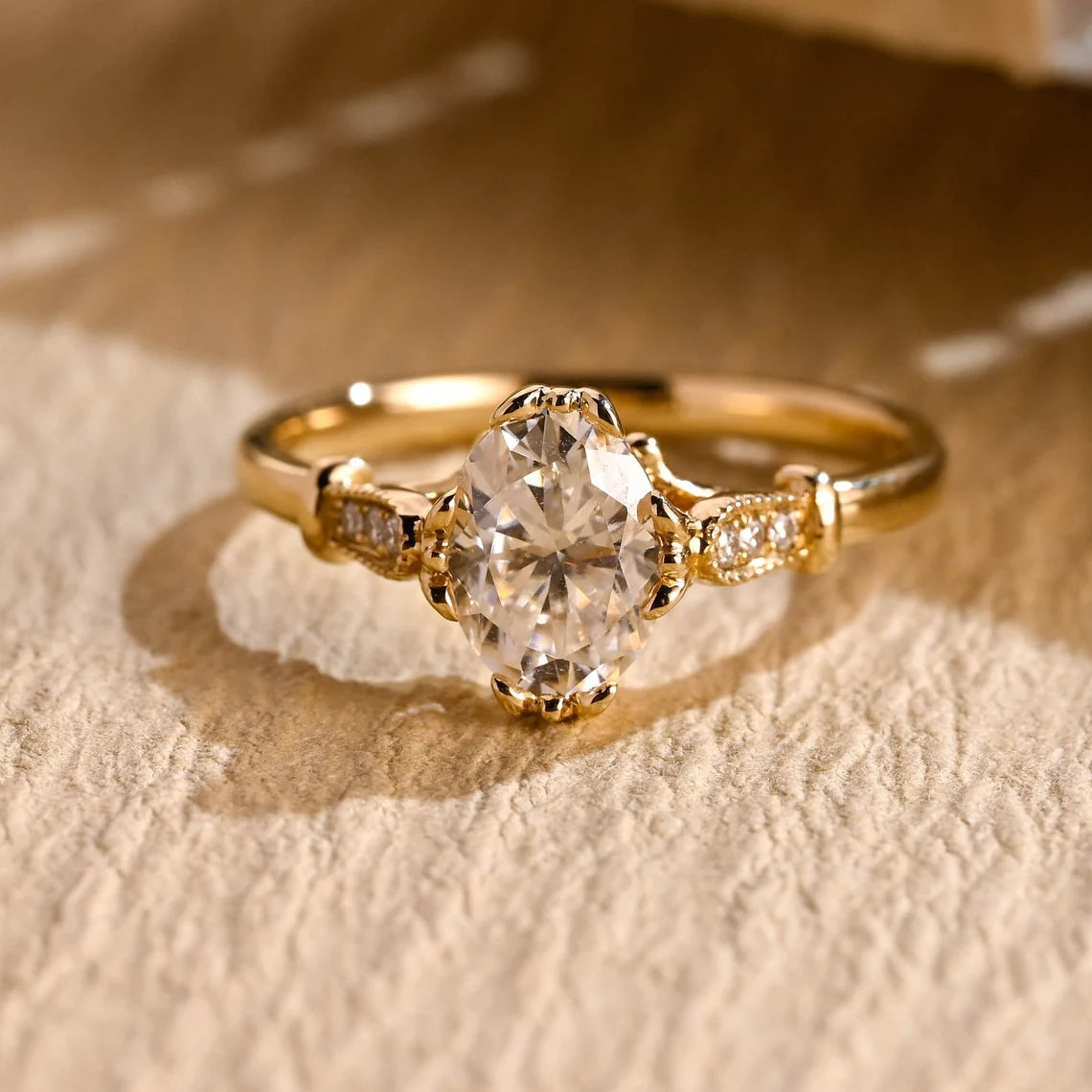 Oval Cut Milgrain Engagement Ring