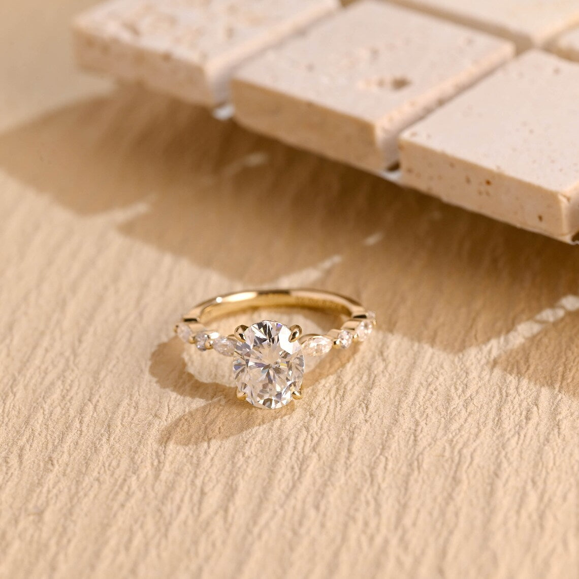 Oval Pave Moissanite Ring