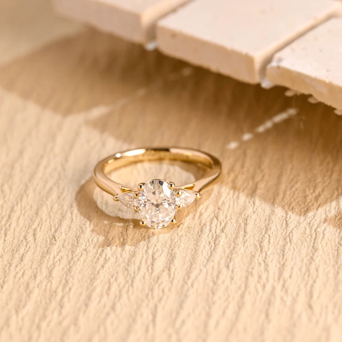 Oval Three Stone Moissanite Ring