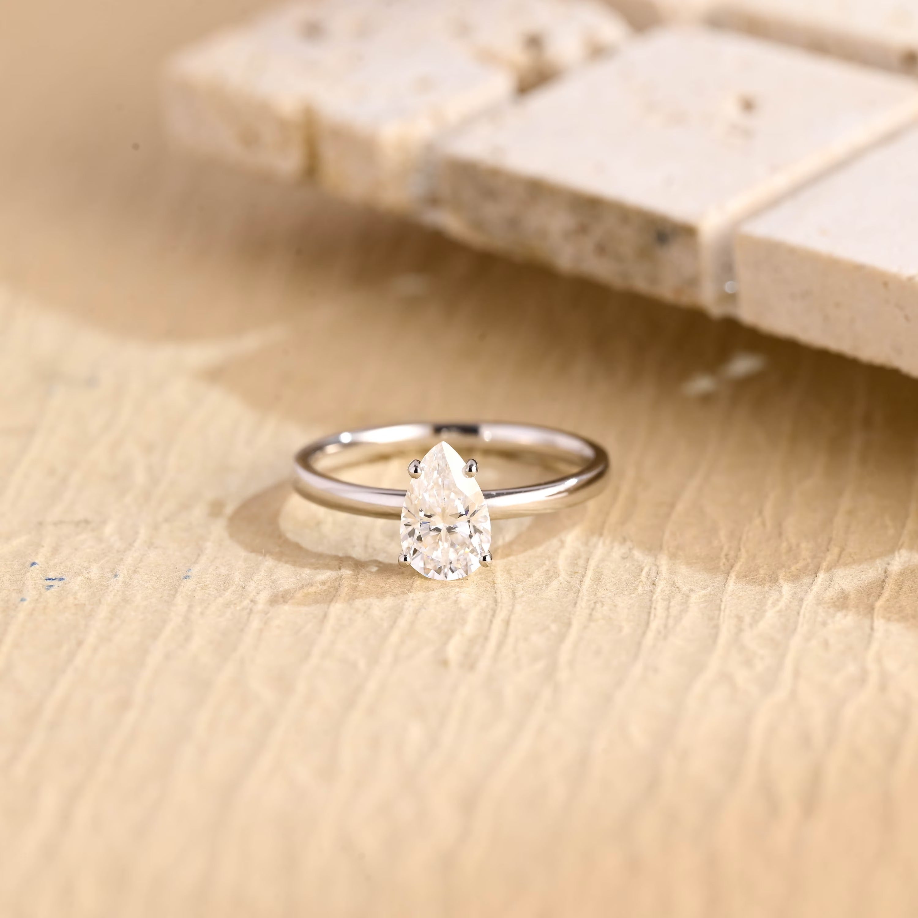Pear Cut Moissanite Ring