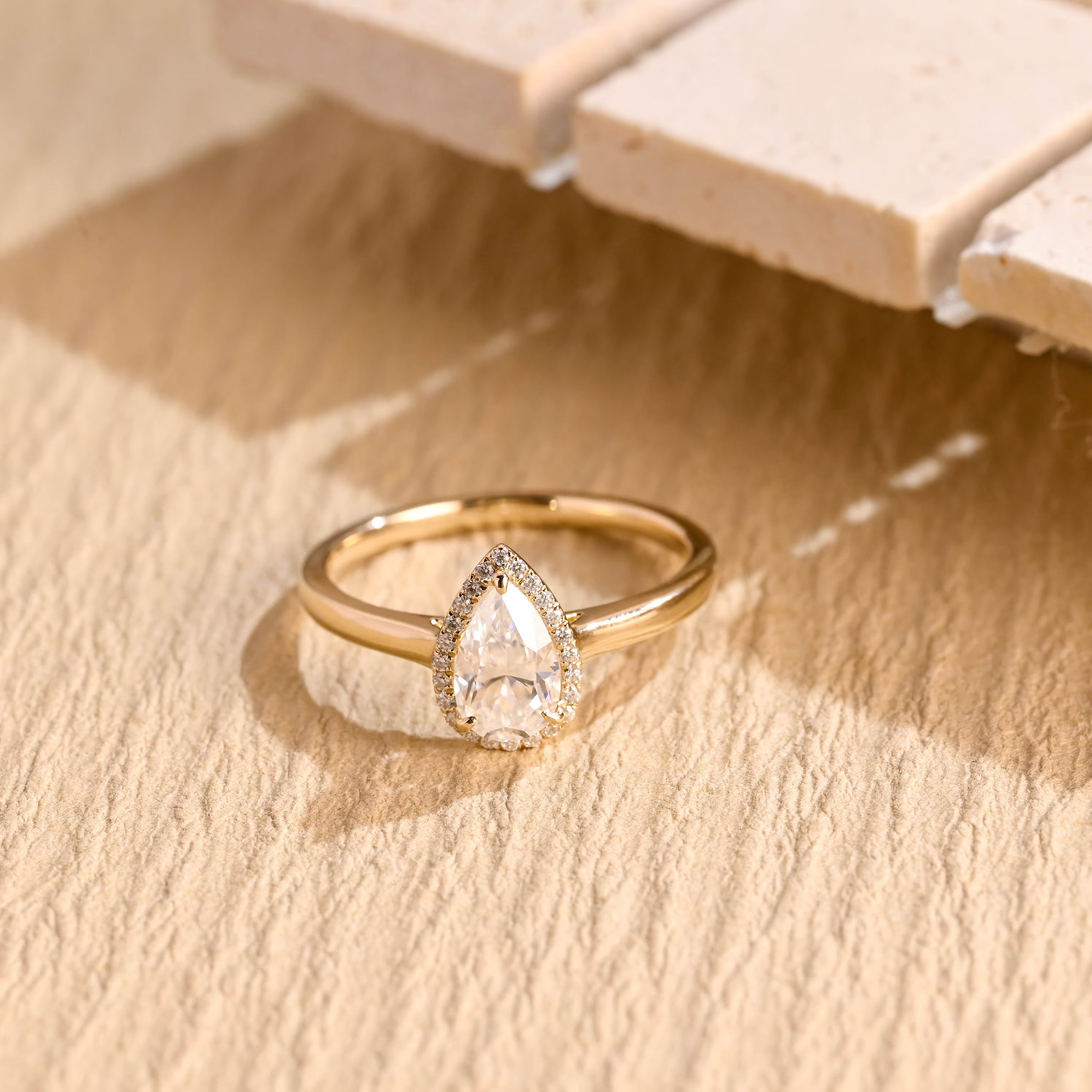 1 Carat Pear Moissanite Engagement Ring