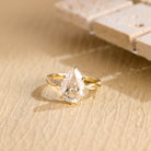 1 carat pear hidden halo engagement ring moissanite