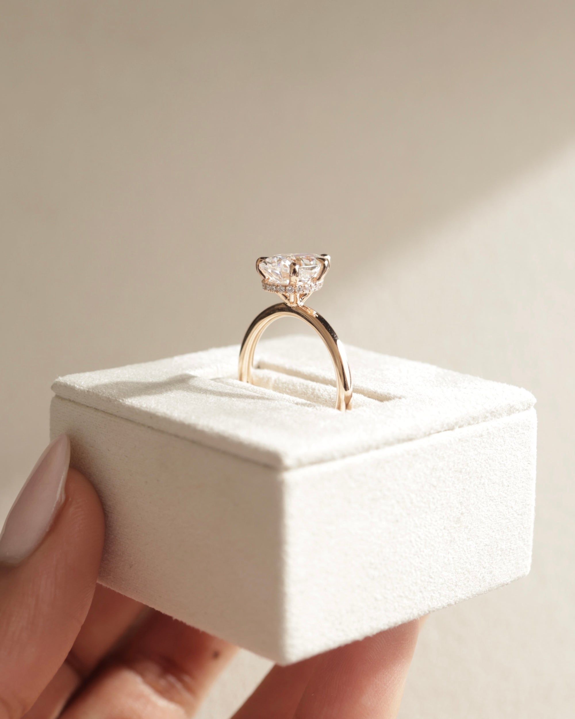 1.50 carat moissanite engagement ring, elegant pear cut ring, hidden halo setting with moissanite, pear moissanite ring for her, classic pear hidden halo ring