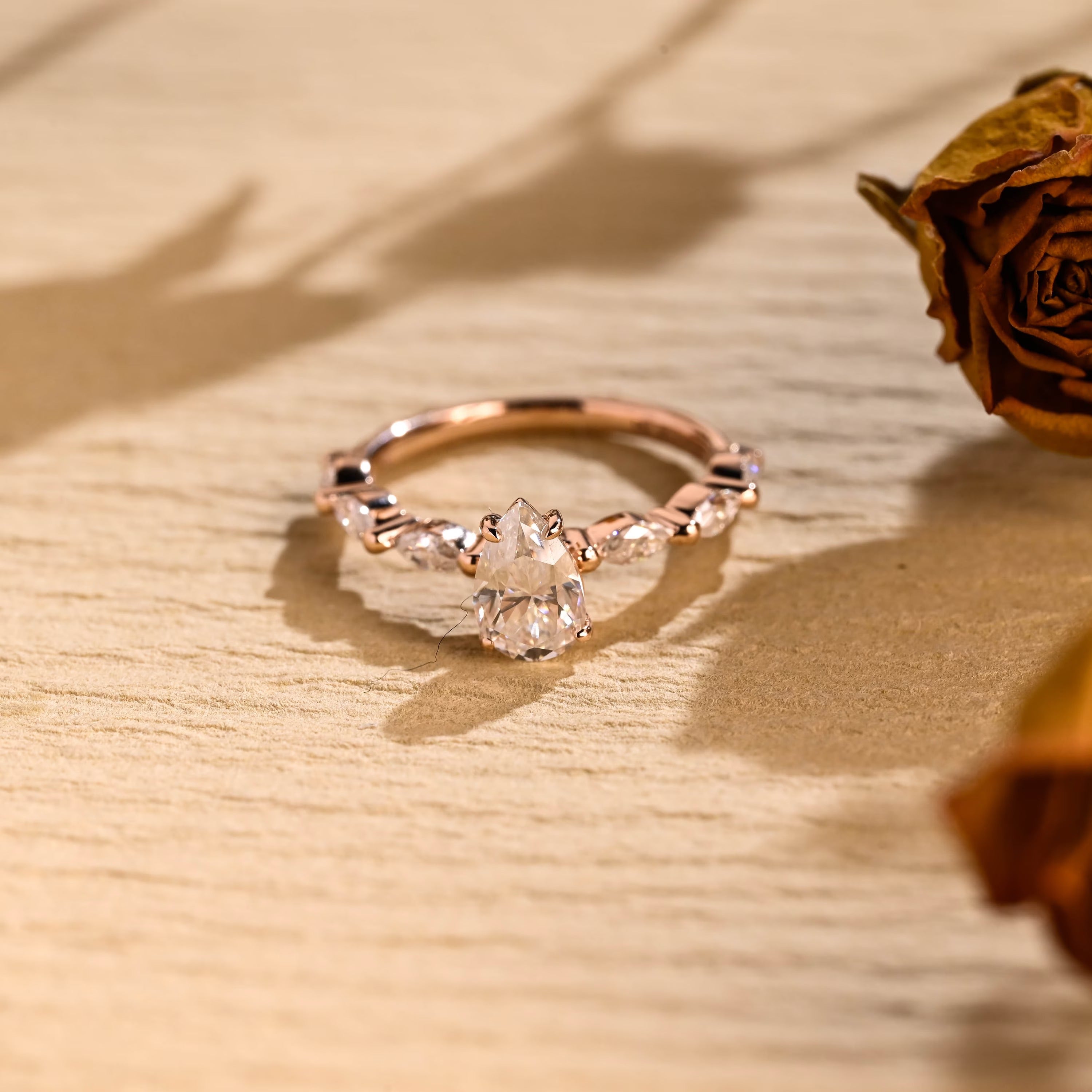 1 carat pear pavé engagement ring moissanite