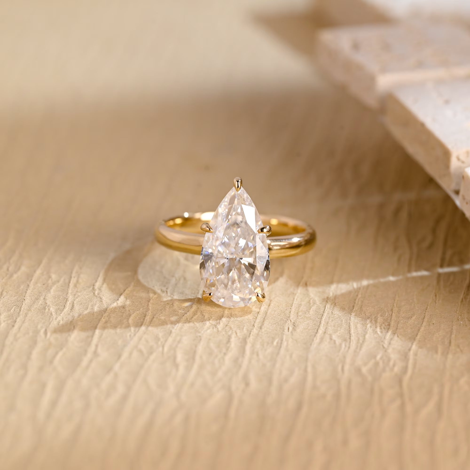Pear Diamond Moissanite Engagement Ring
