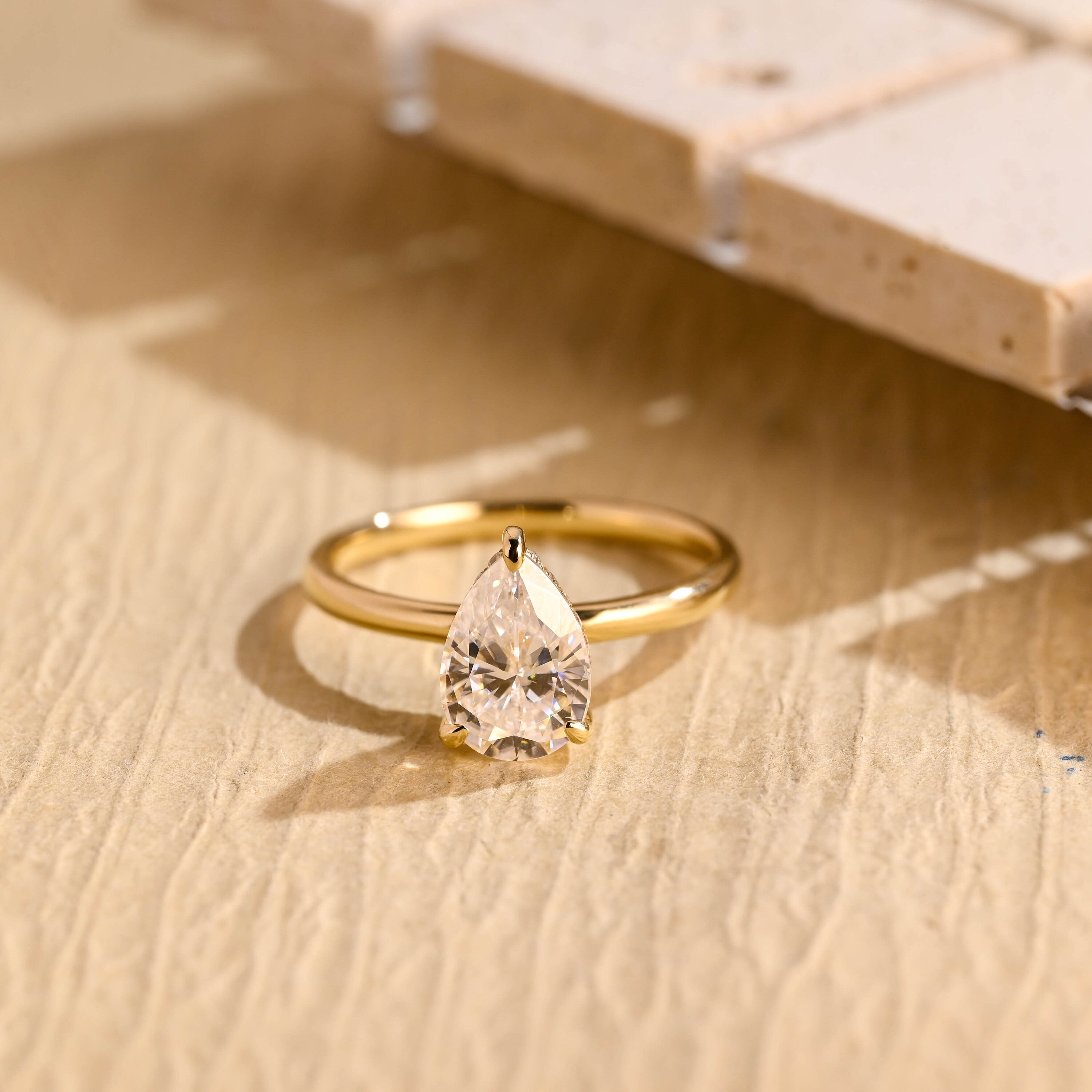 Pear Cut Moissanite Engagement Ring