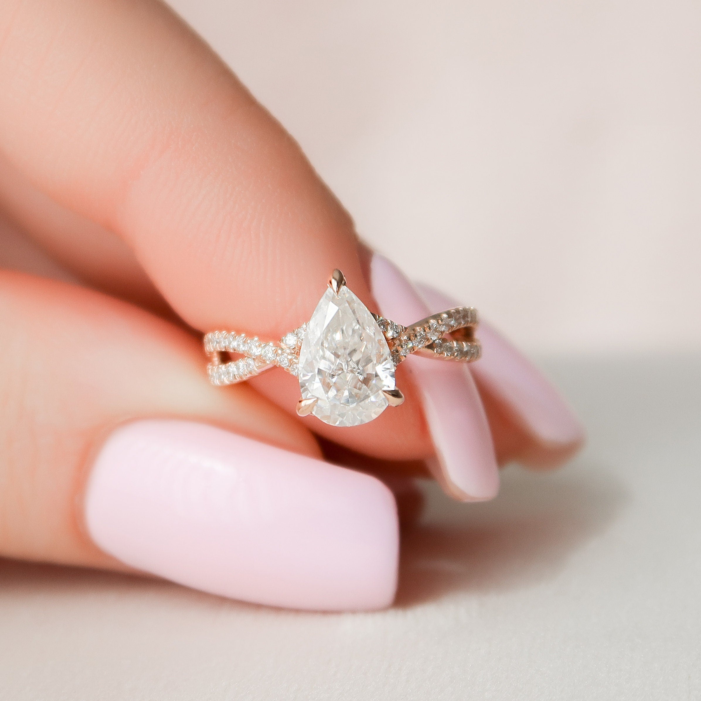 Pear Moissanite Engagement Ring