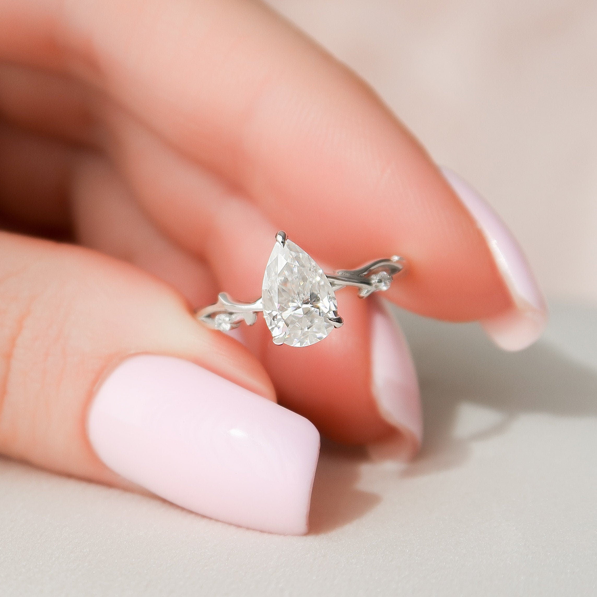 Pear Moissanite Engagement Ring