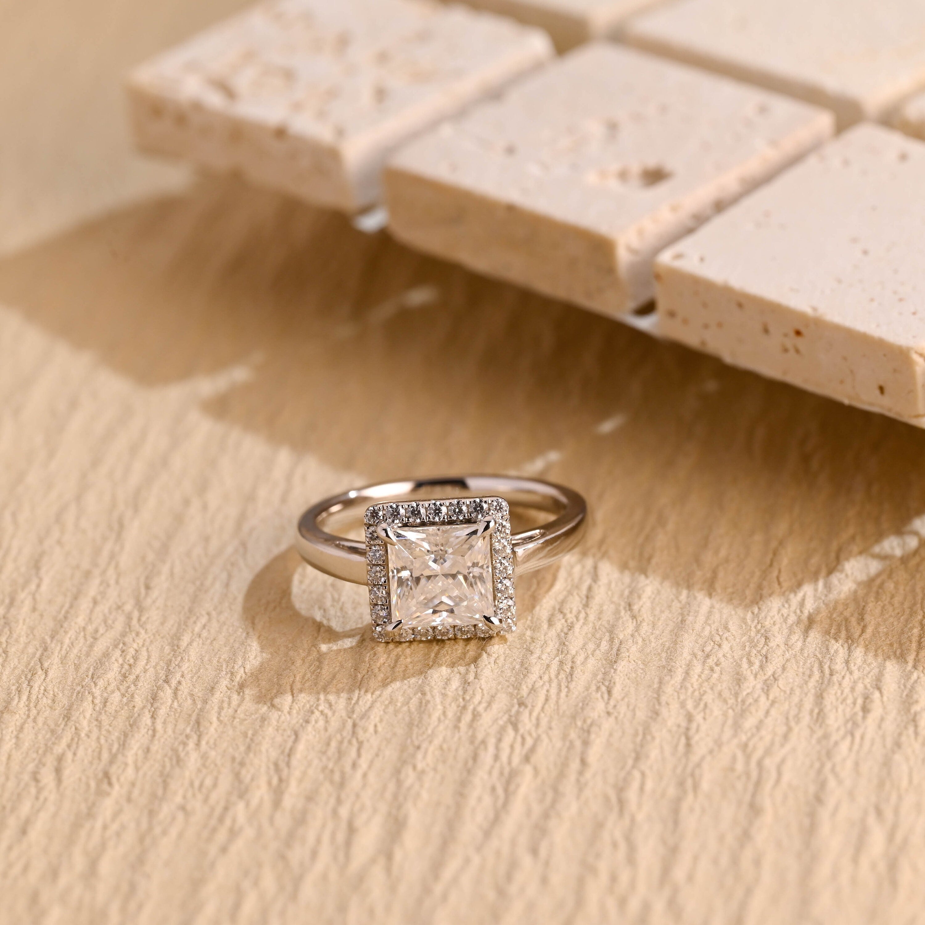 1 Carat Princess Cut Moissanite Ring