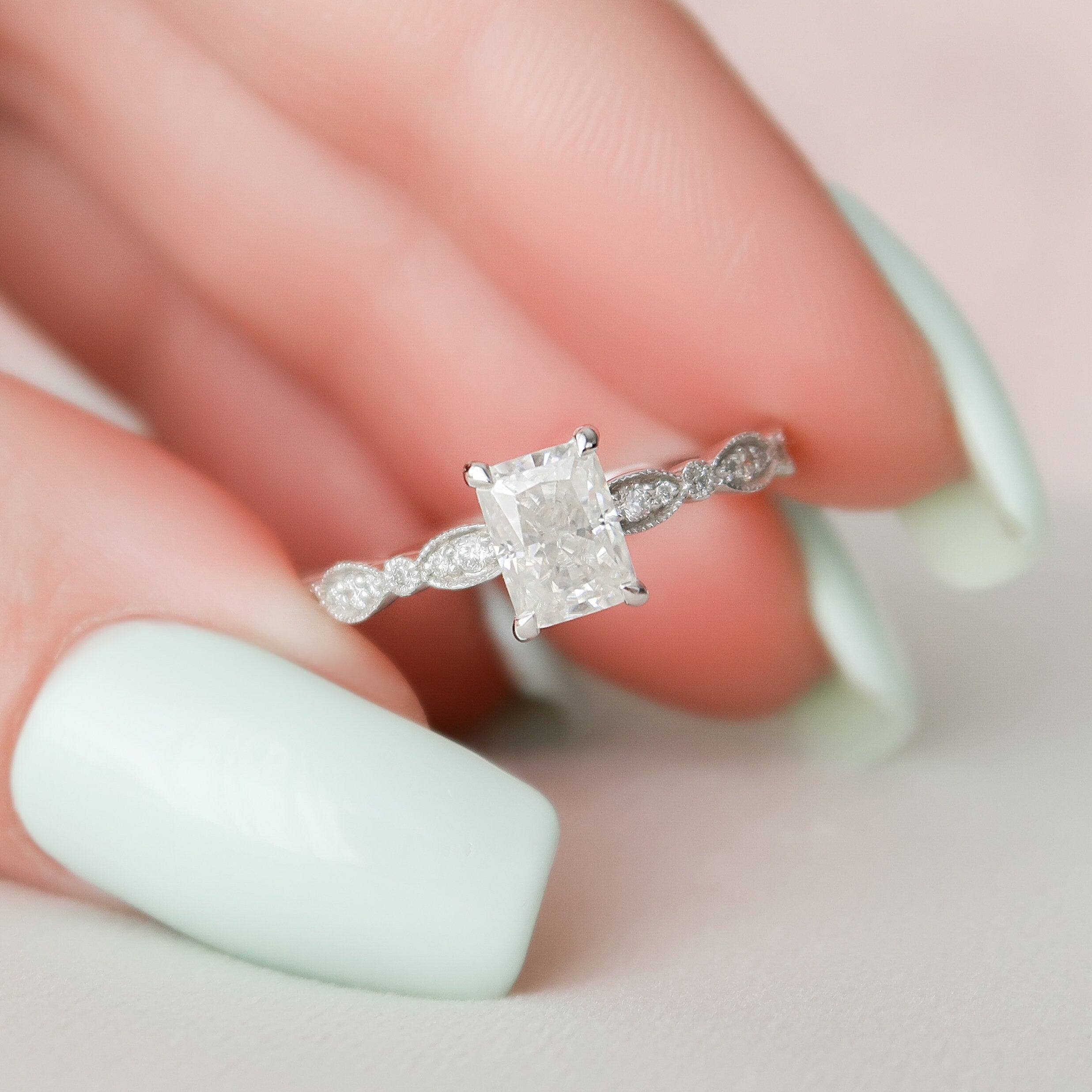 1ct Radiant Moissanite Ring
