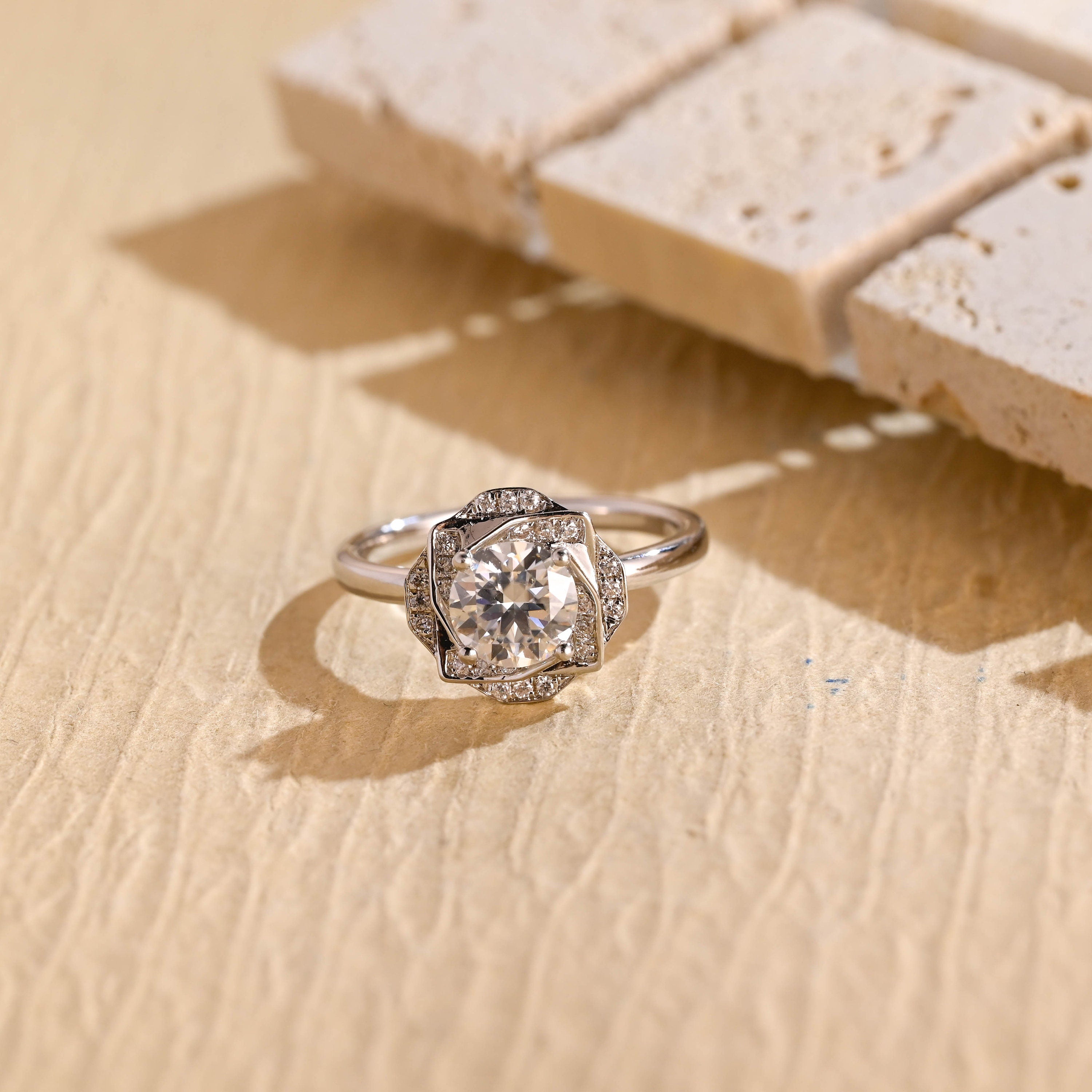 Round Cluster Moissanite Ring