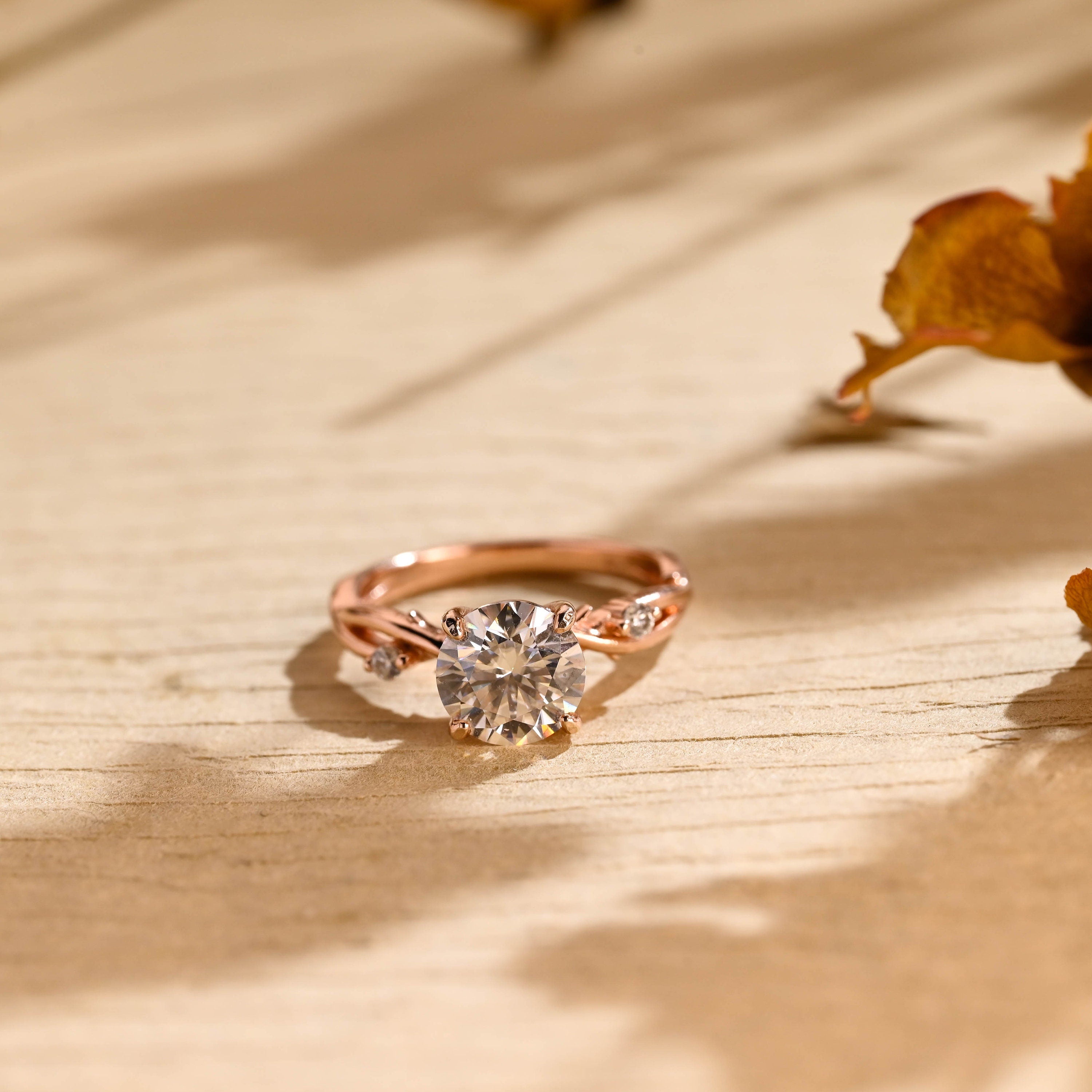 Twig Style Moissanite Engagement Ring