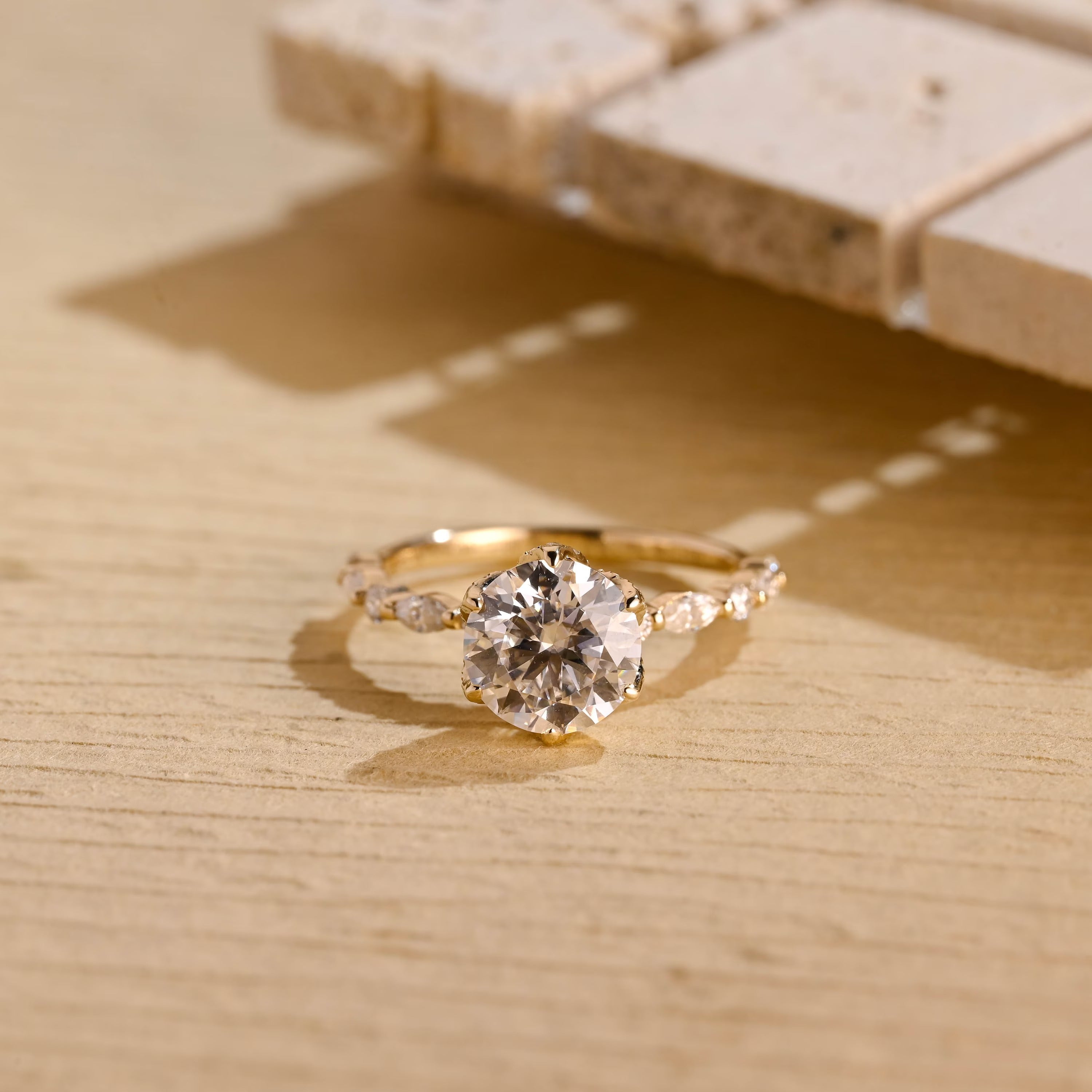 Round Pavé Moissanite Ring