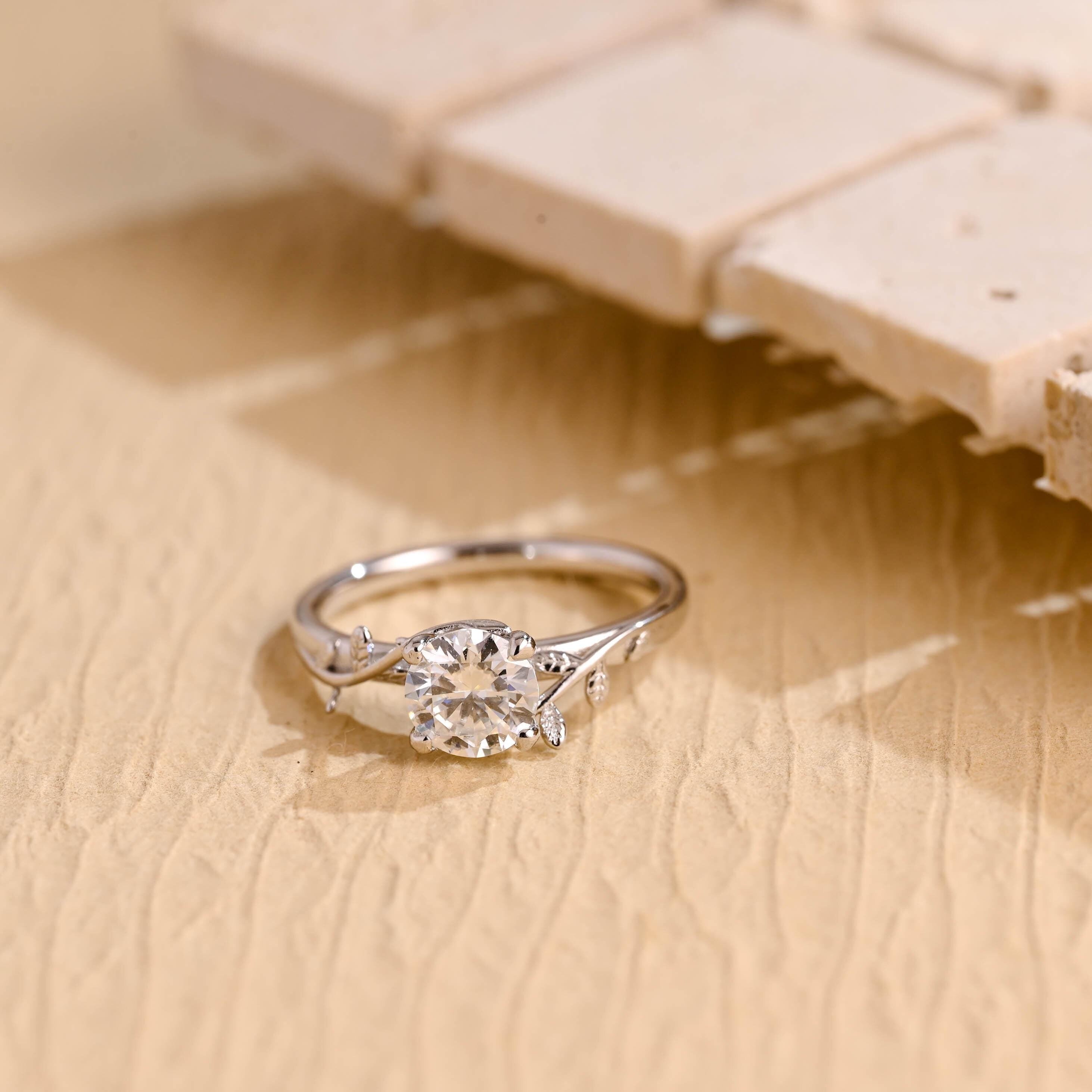 Twig Style Moissanite Engagement Ring