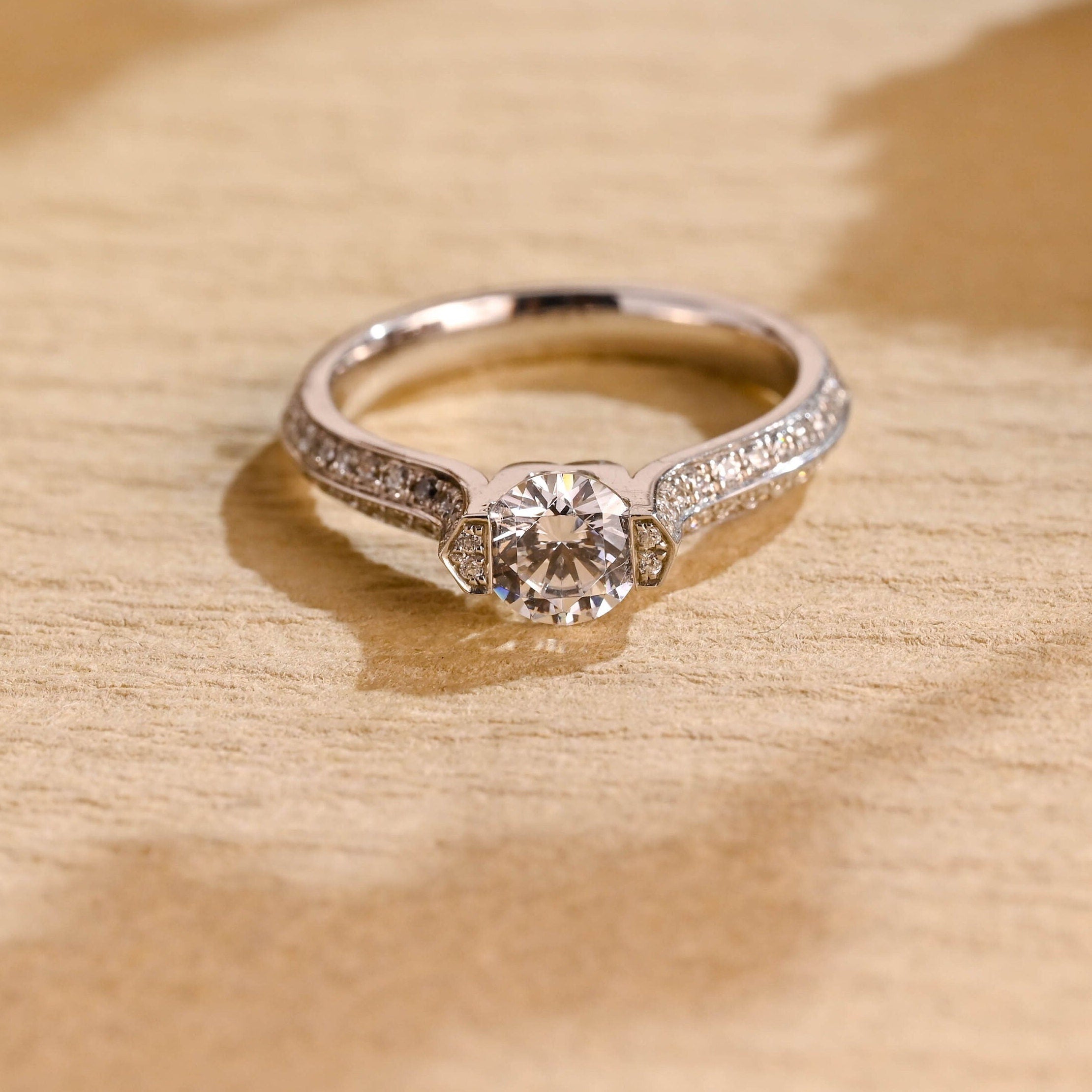 Two Row Pavé Moissanite Ring
