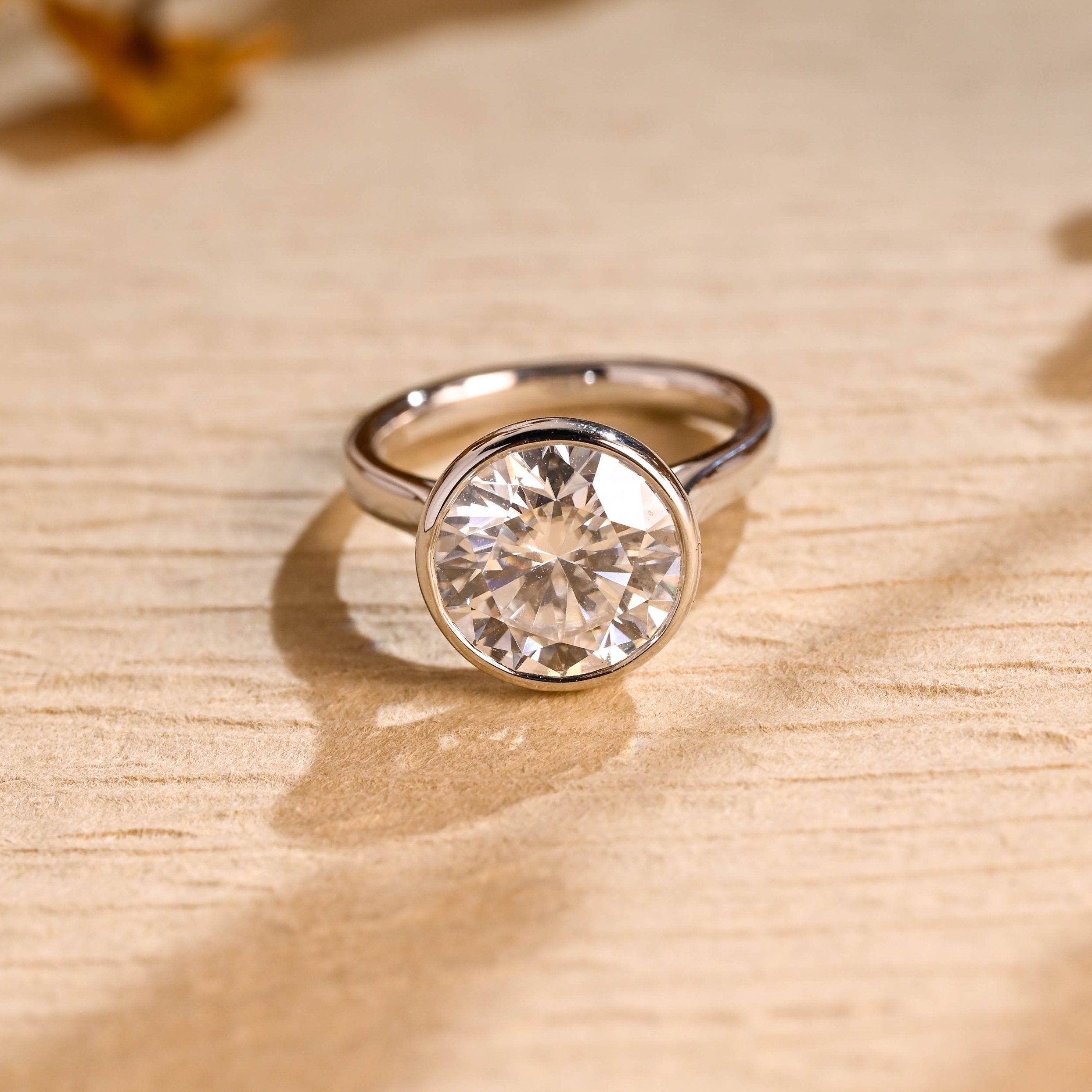 Buy Round Cut Bezel Set Solitaire Moissanite Ring