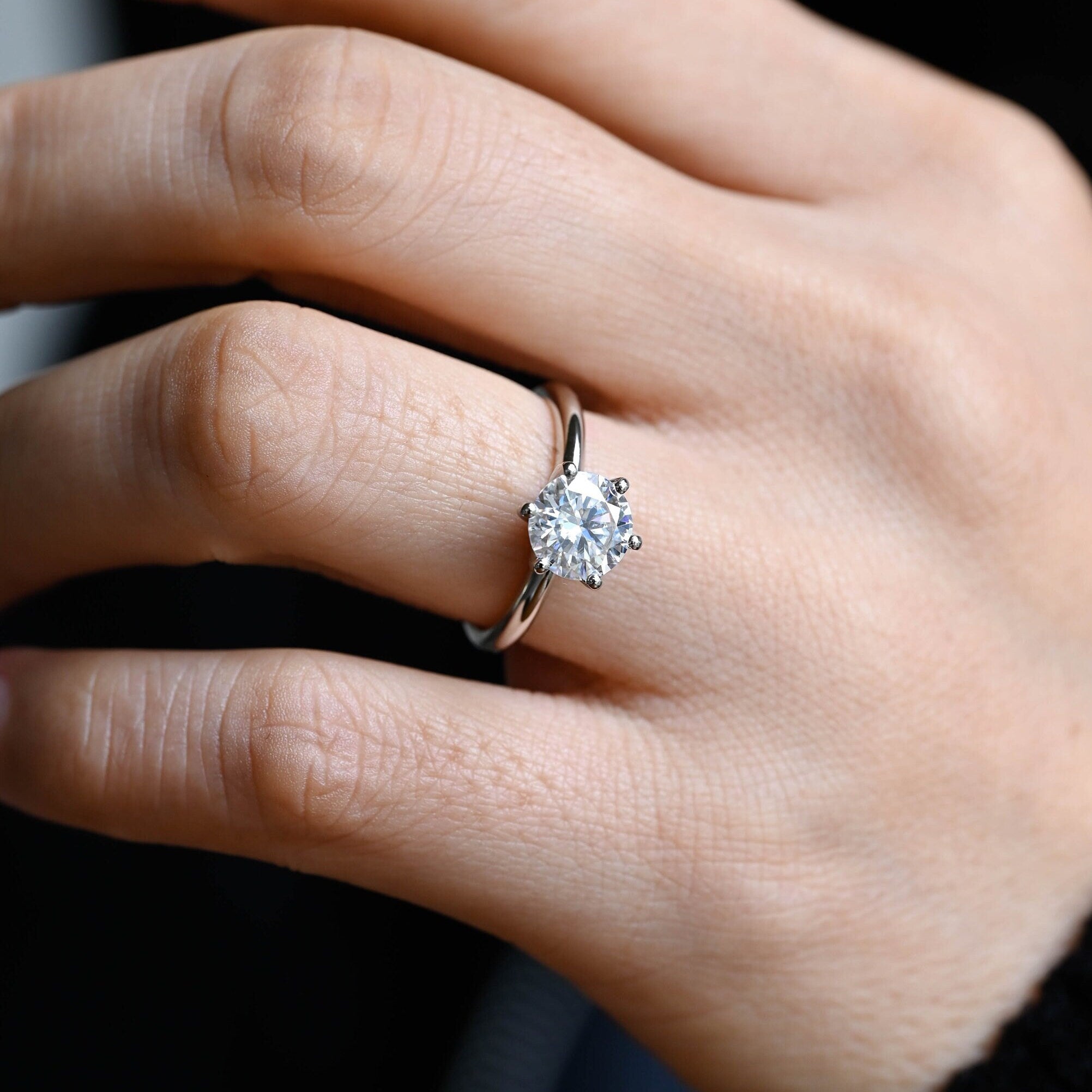 Solitaire Moissanite Engagement Ring