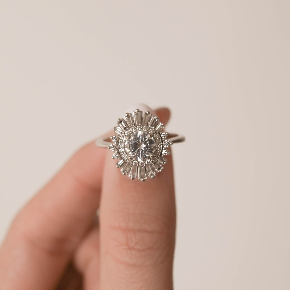 Round Halo Moissanite Ring