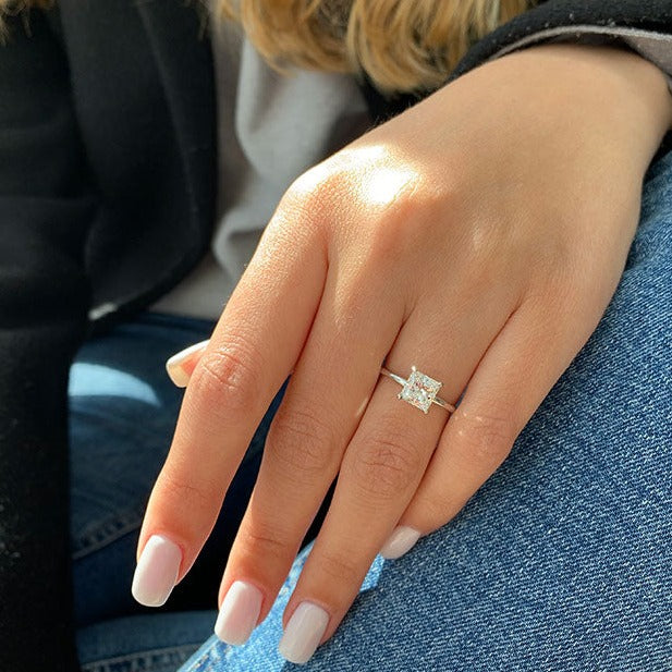1ct Princess Cut Moissanite Ring