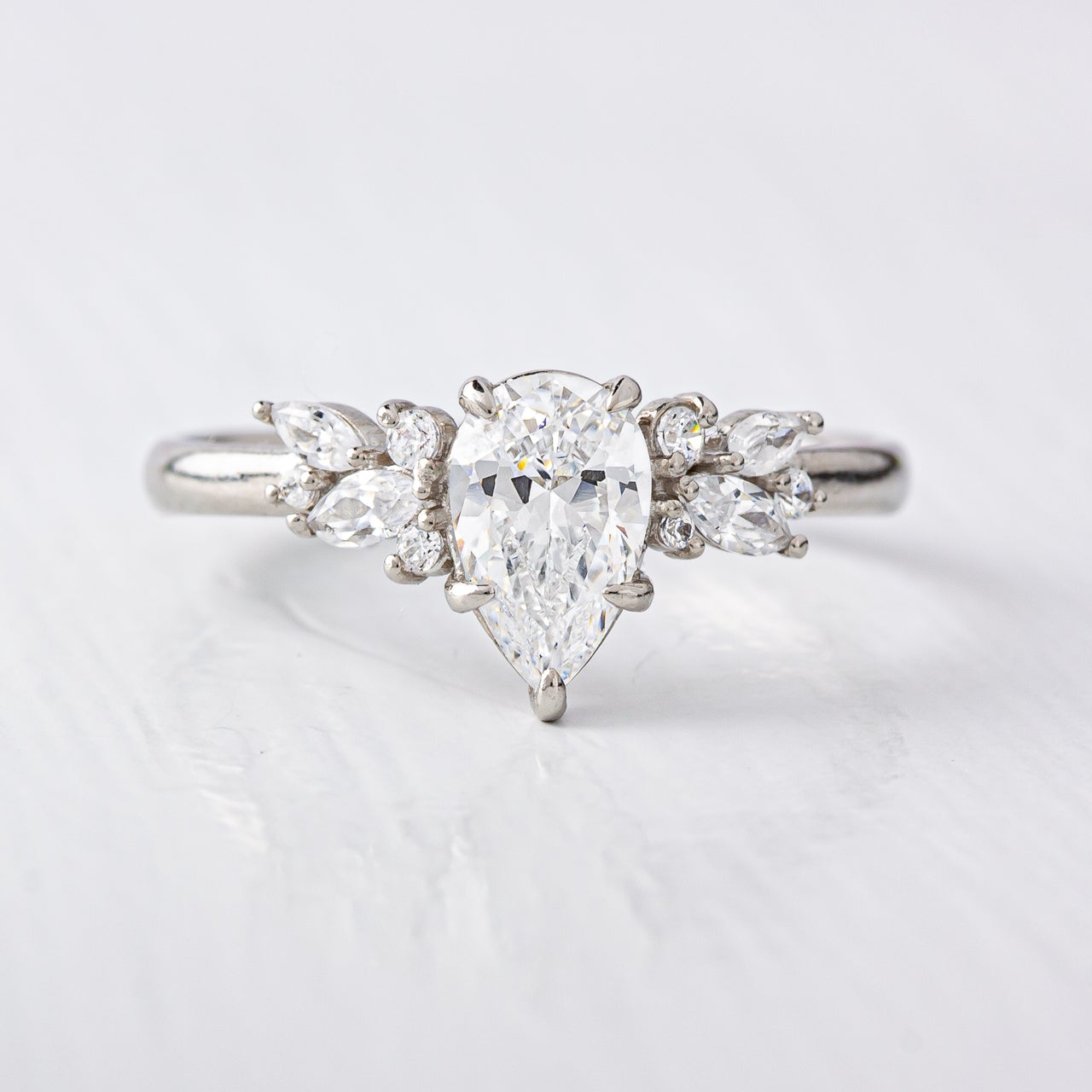 Pear Moissanite Engagement Ring