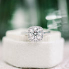 1.75CT Cathedral Set Round Moissanite Diamond Halo Engagement Ring For Women