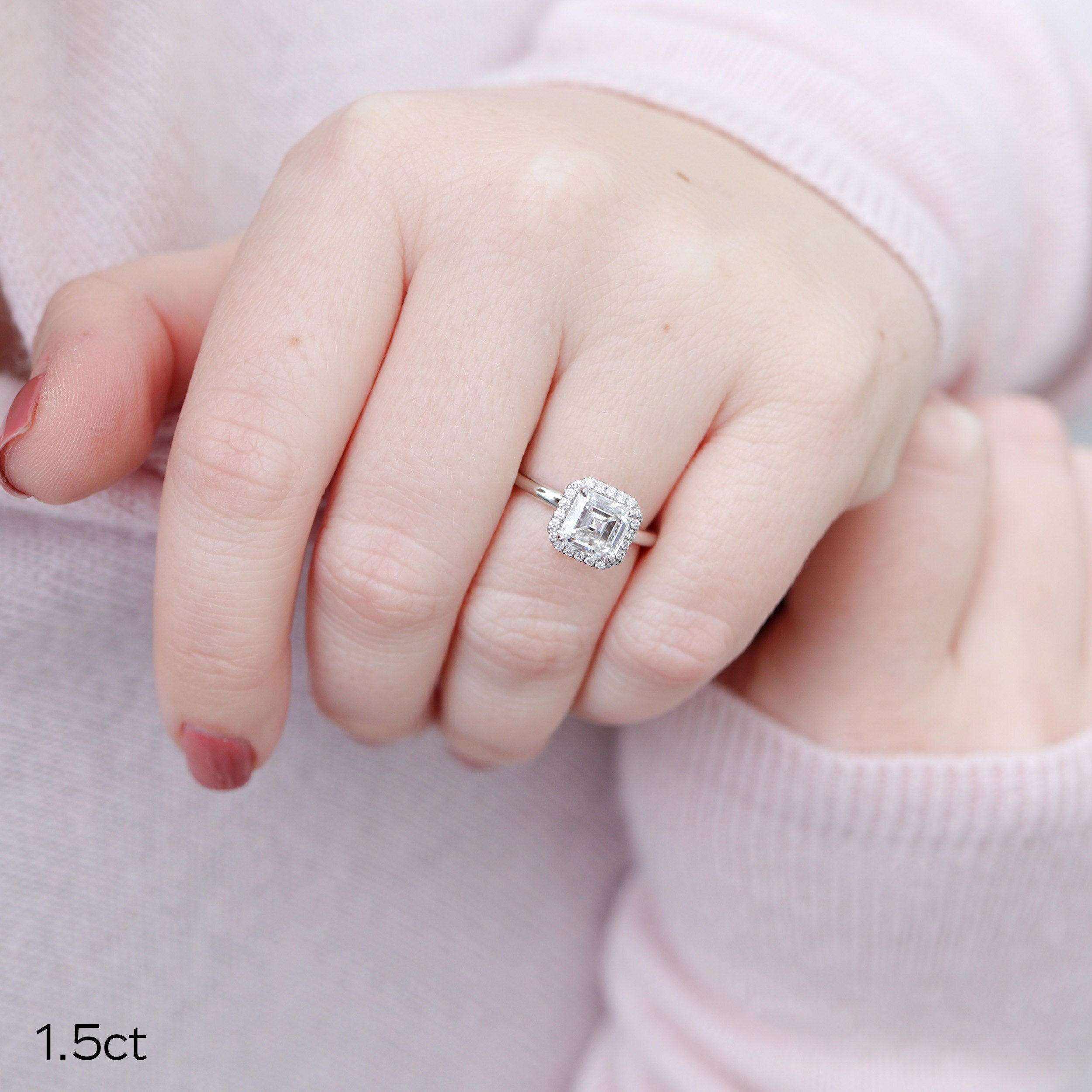 Asscher Cut Moissanite Ring