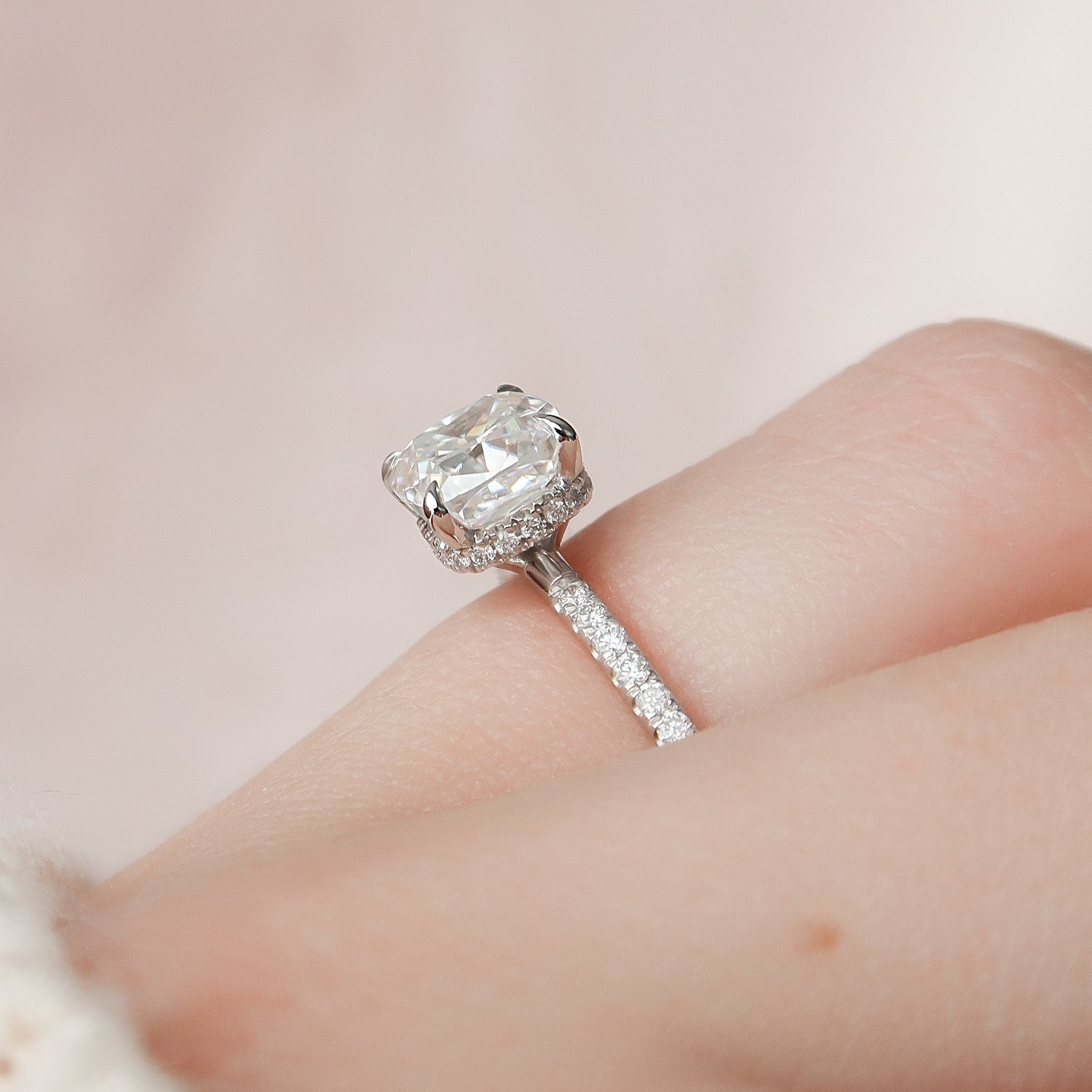 Pave Moissanite Engagement Ring