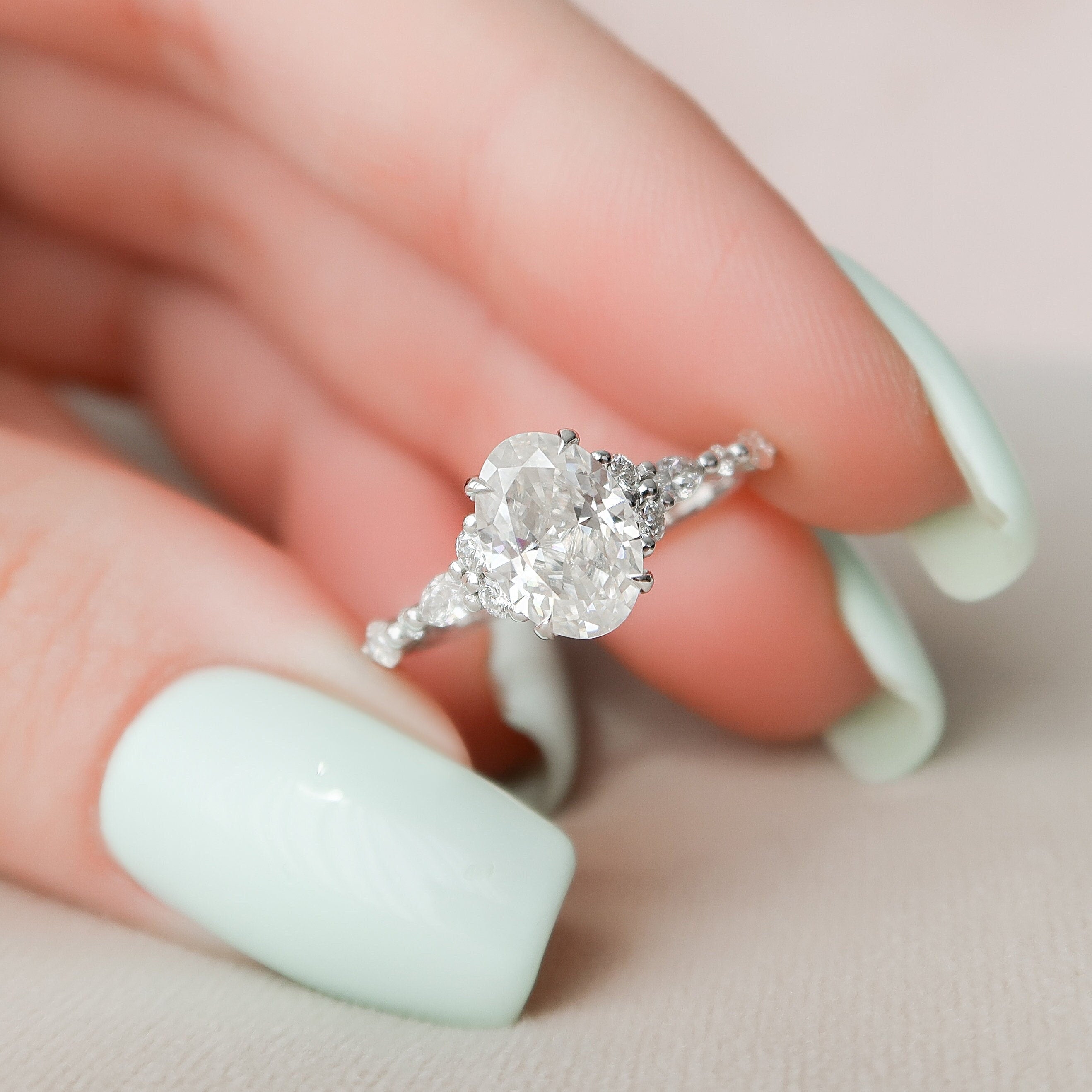 Oval Moissanite Engagement Ring